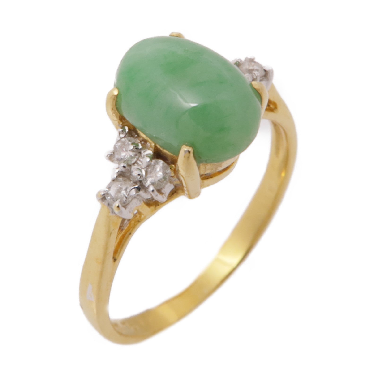 JEWELRY 18K黃金Jade/Diamond Ring翡翠/鑽石戒指US#5.75