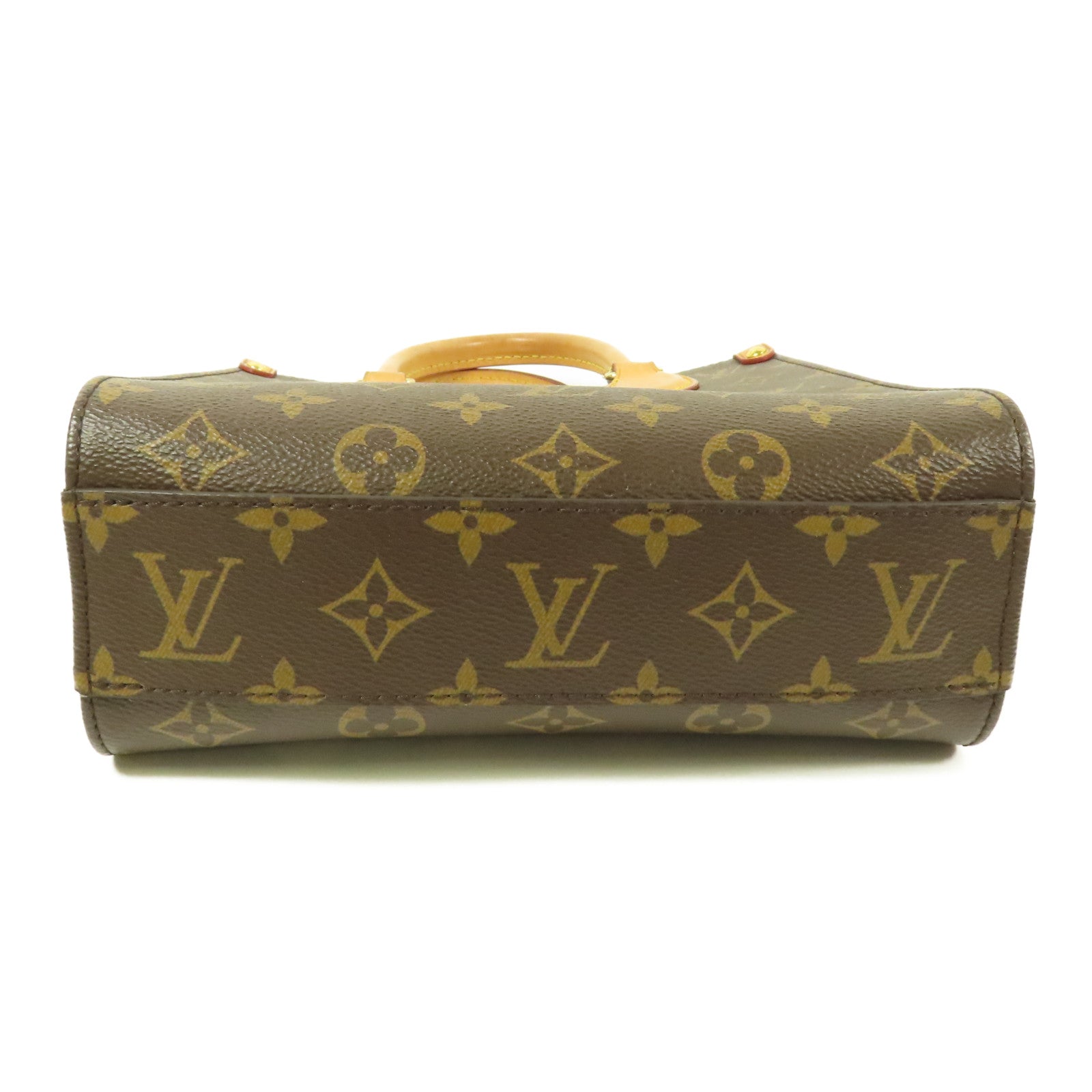 LOUIS VUITTON Monogram Sac Plat BB金扣手挽肩背兩用袋棕色