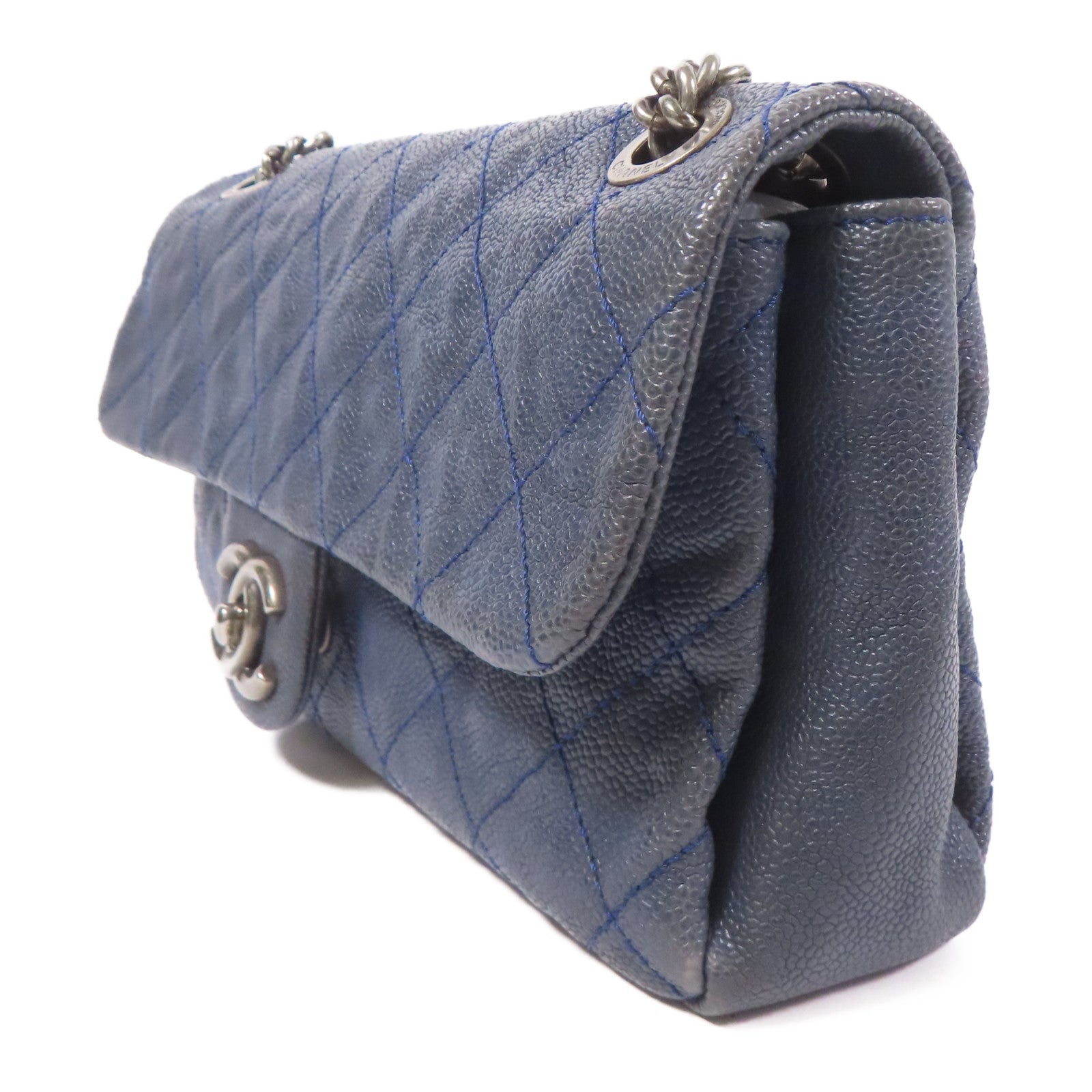 CHANEL 牛皮皮革Shoulder Bag銀扣鏈帶肩背袋