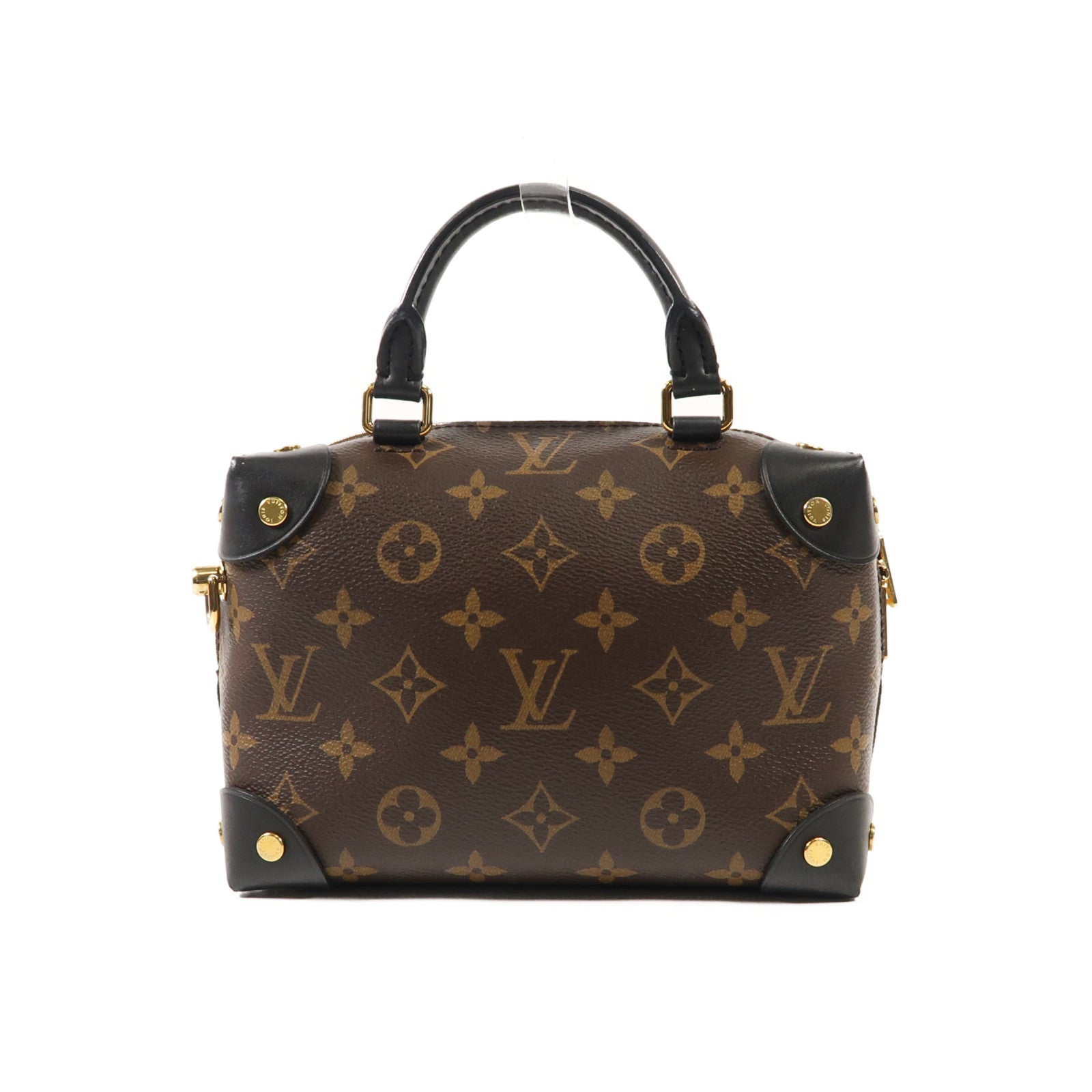 LOUIS VUITTON Monogram Petite Malle Souple金扣手挽肩背兩用袋棕色