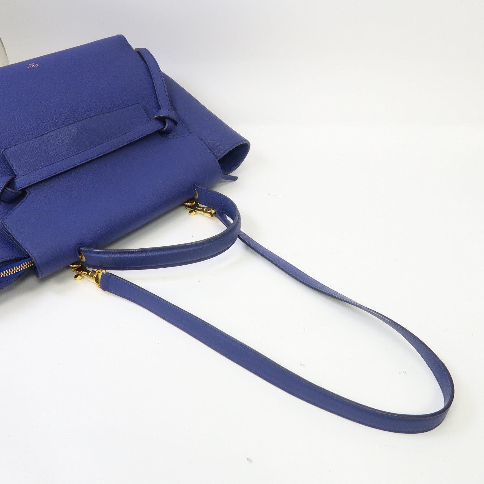 CELINE 【激減優惠】牛皮皮革Belt Bag金扣手挽肩背兩用袋藍色