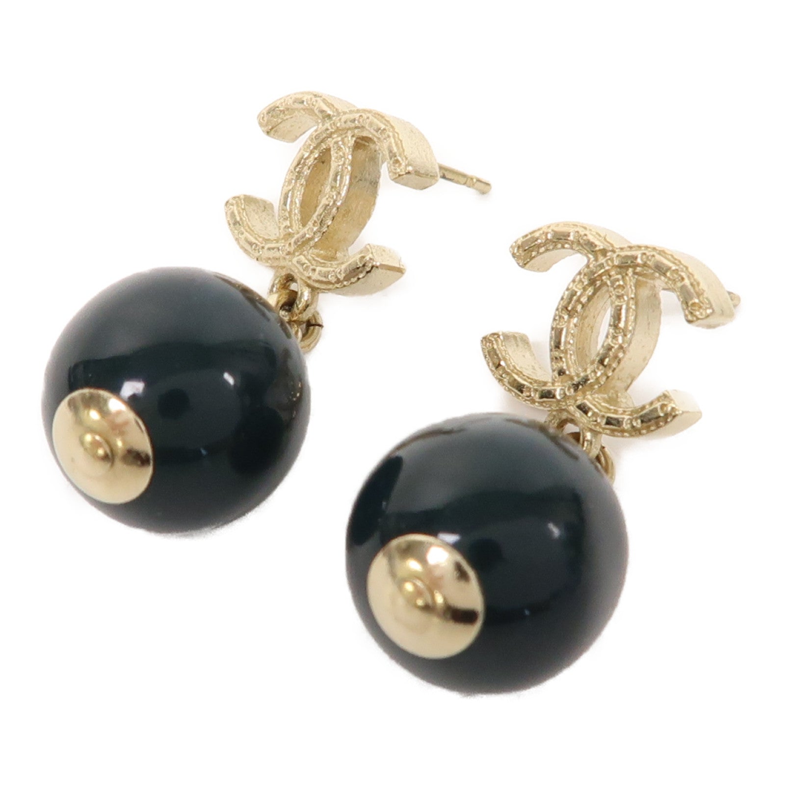CHANEL 金屬/PVC Earrings耳環金色/綠色