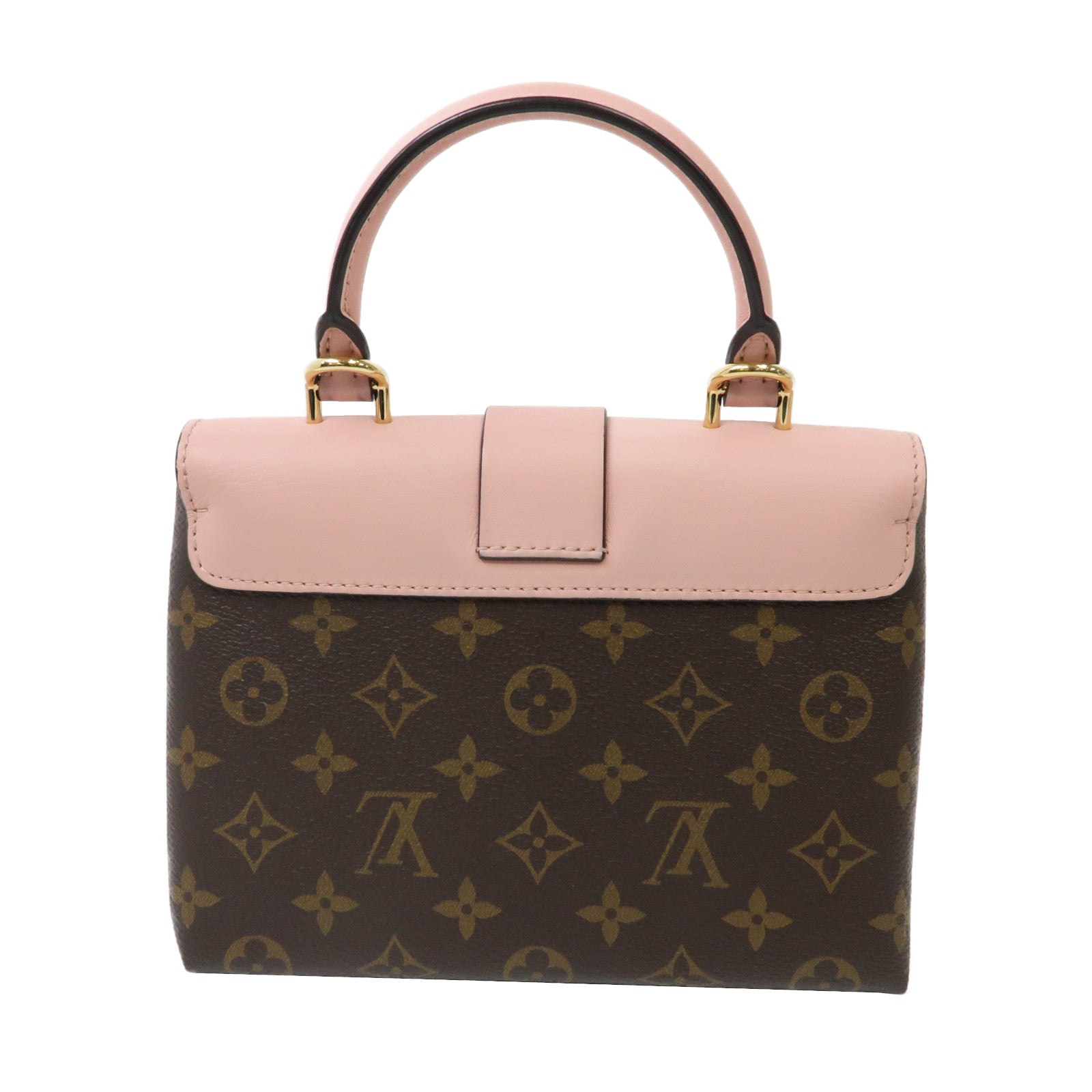 LOUIS VUITTON Monogram/牛皮皮革Locky BB金扣手挽肩背兩用袋玫瑰粉紅色/啡色