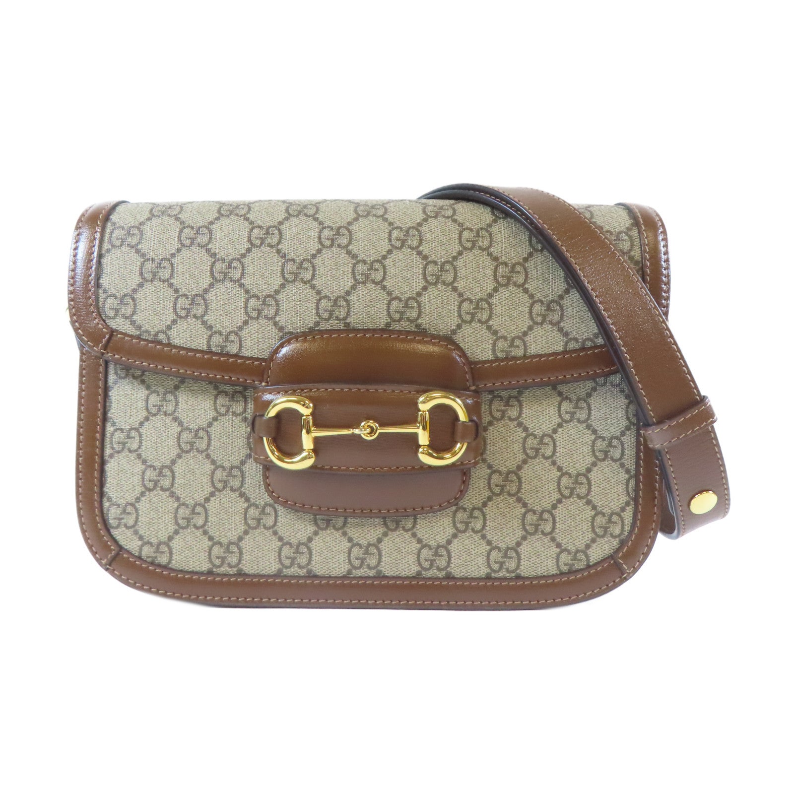 GUCCI 牛皮皮革Shoulder Bag金扣肩背袋啡色