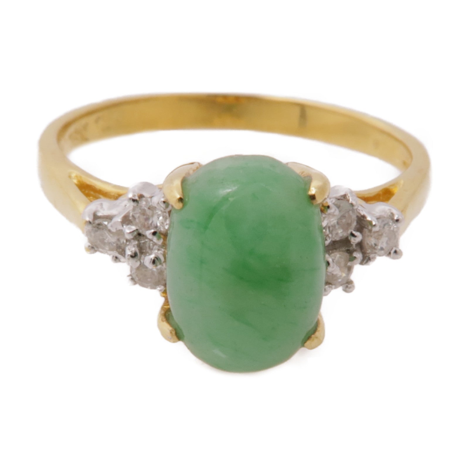 JEWELRY 18K黃金Jade/Diamond Ring翡翠/鑽石戒指US#5.75