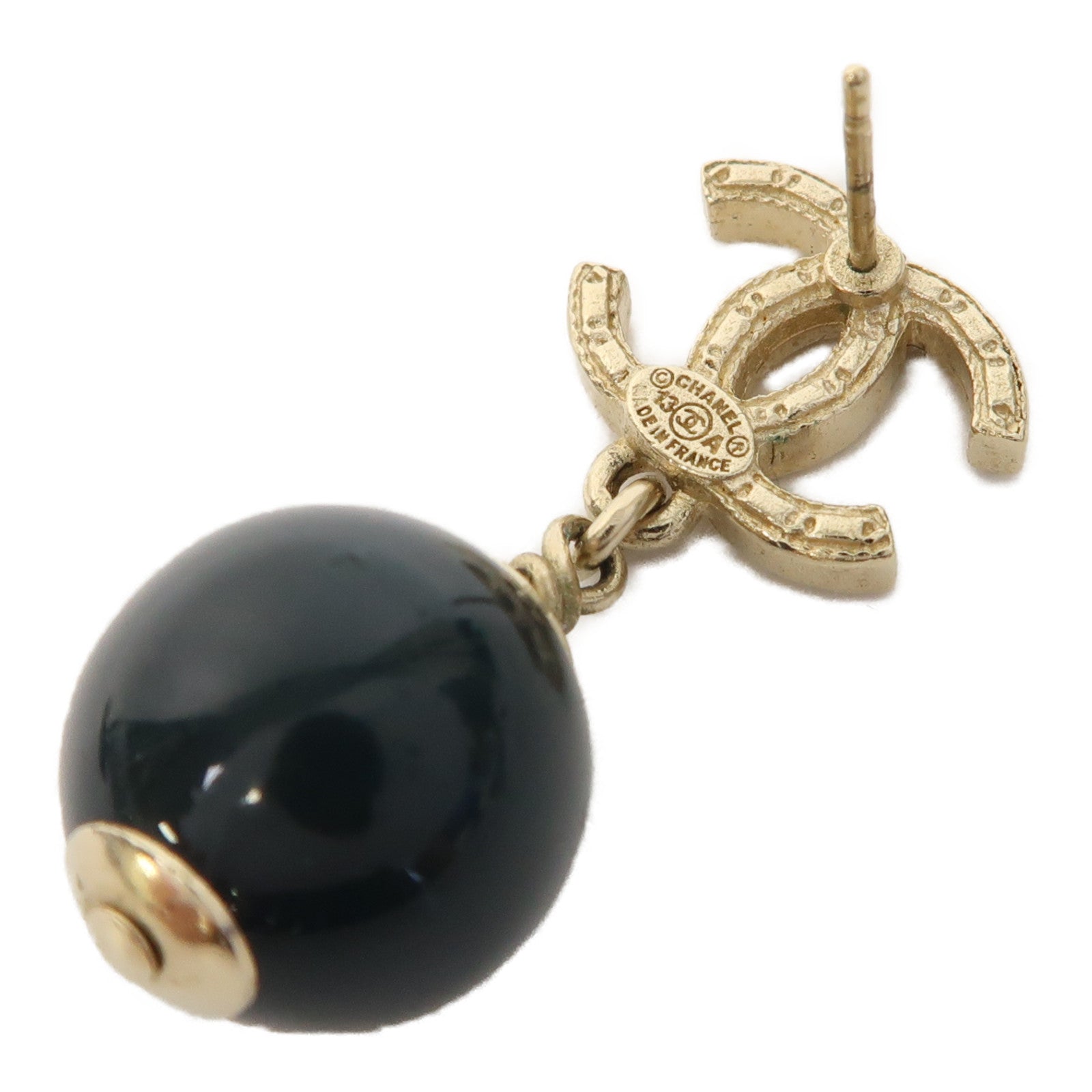 CHANEL 金屬/PVC Earrings耳環金色/綠色
