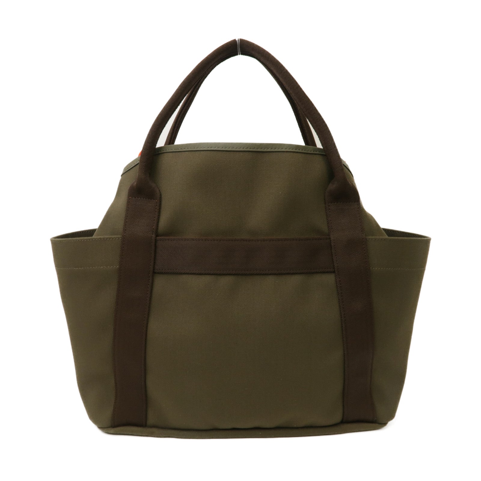 HERMES 帆布Sac De Pansage銀扣手挽肩背兩用袋卡其色