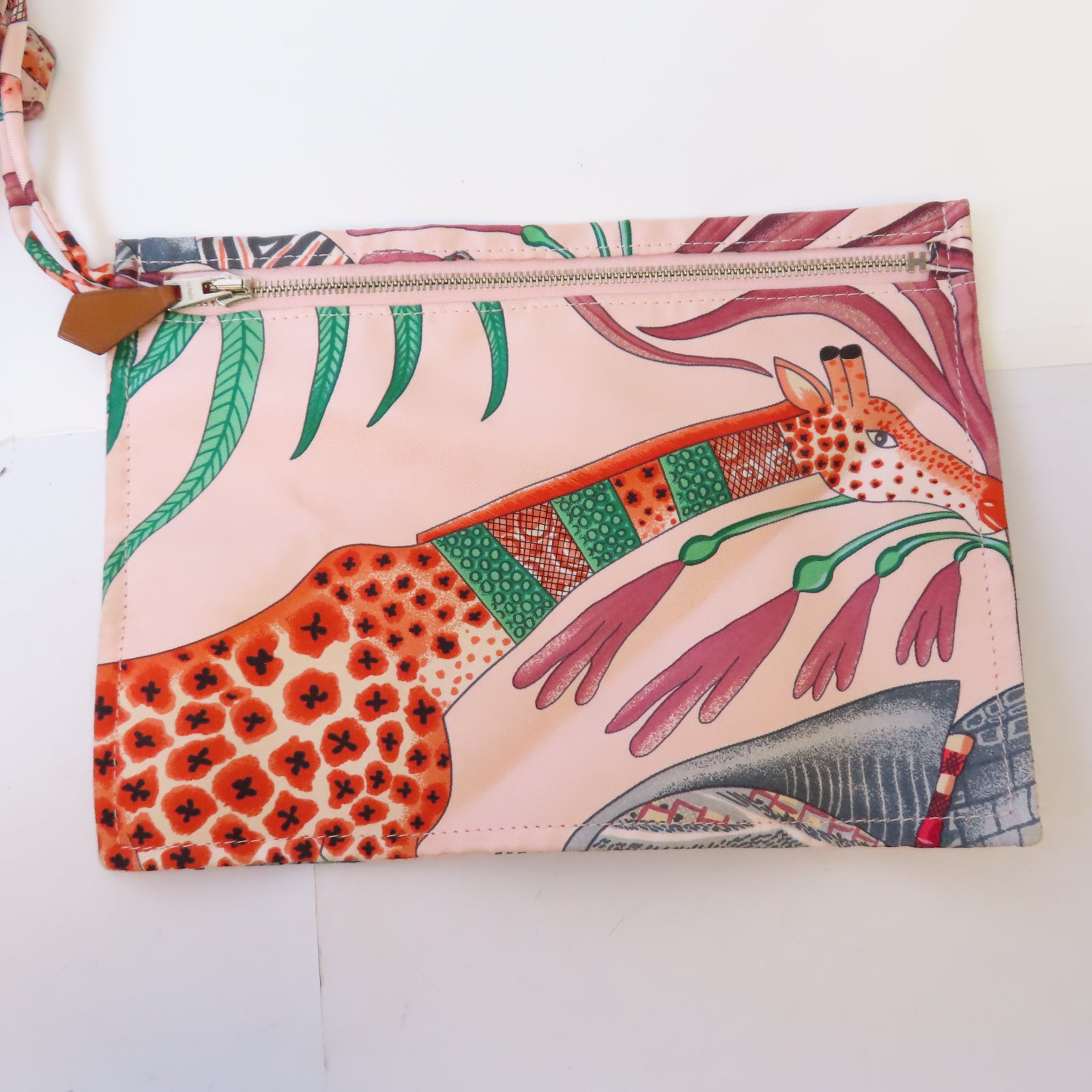 HERMES 絲質Silk City Bag銀扣肩背袋粉紅色