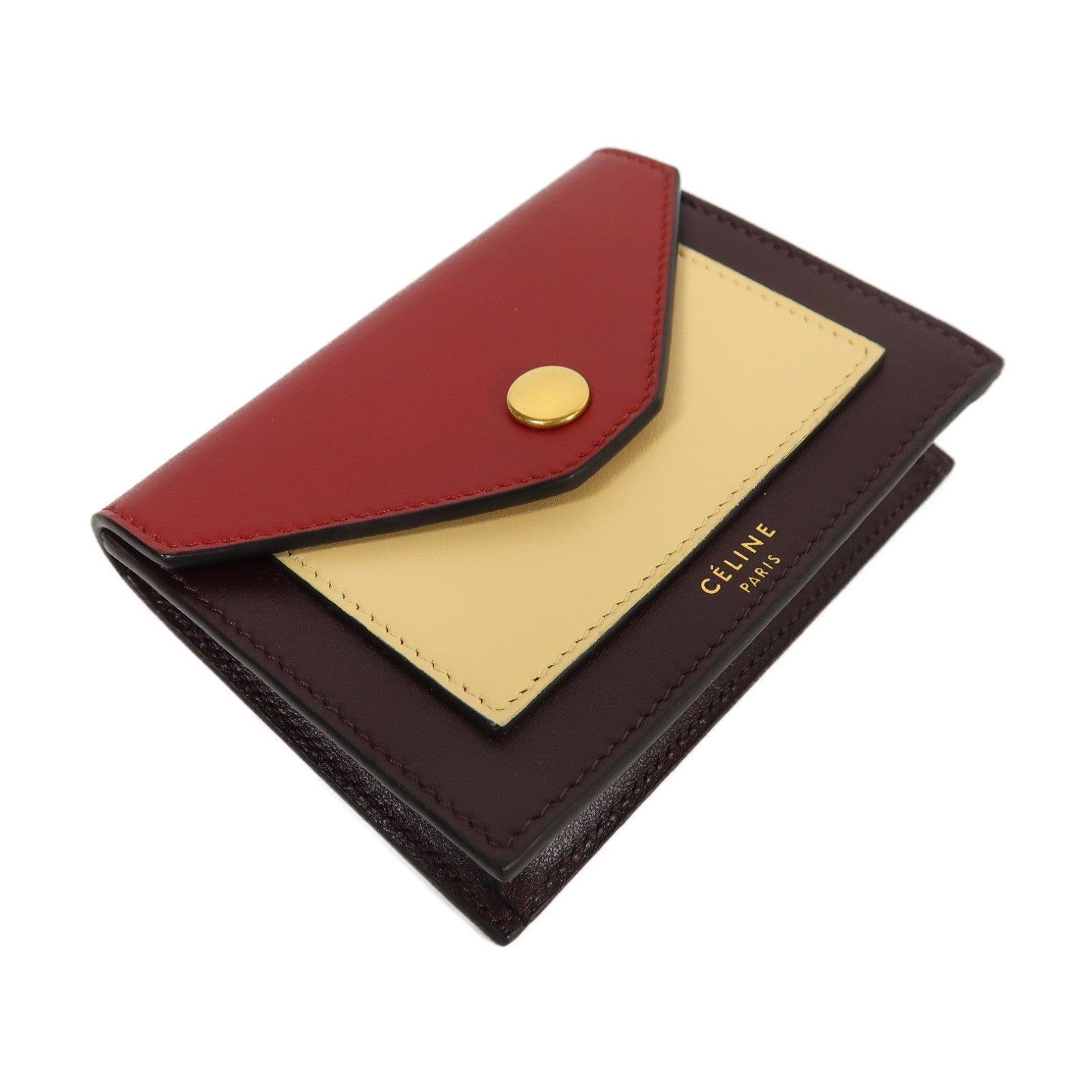 CELINE 牛皮皮革Card Case金扣卡片套紅色/黃色/啡色