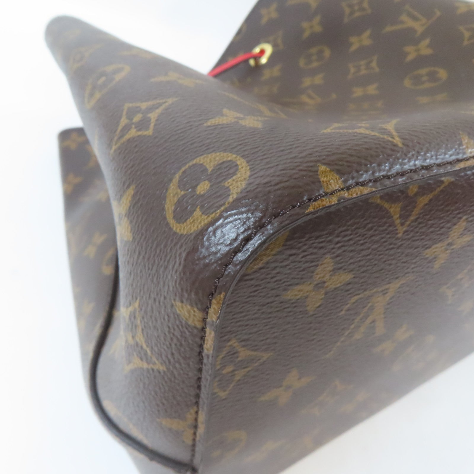 LOUIS VUITTON Monogram NeoNoe MM金扣肩背袋啡色/紅色