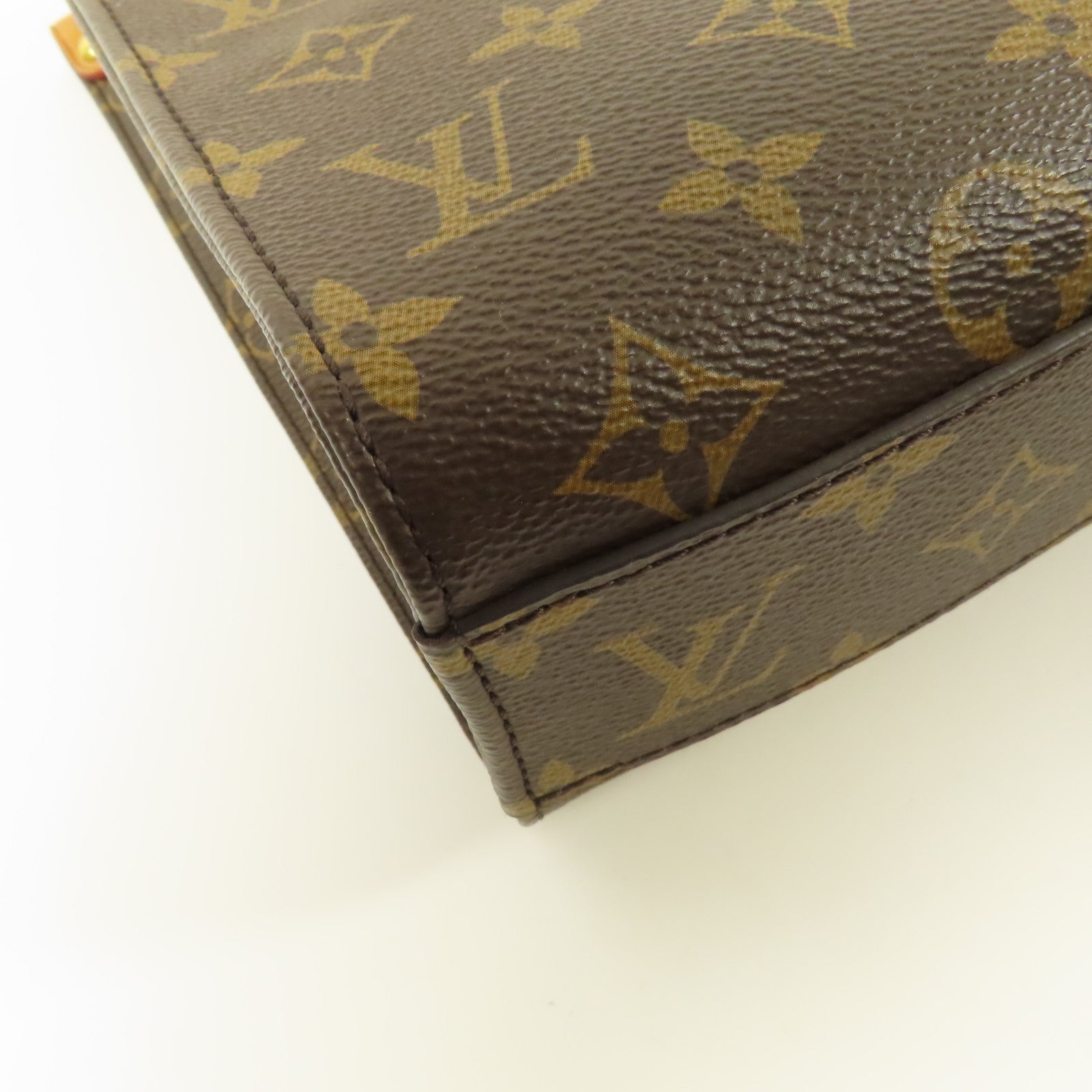 LOUIS VUITTON 【激減優惠】Monogram Sac Plat BB金扣手挽肩背兩用袋棕色