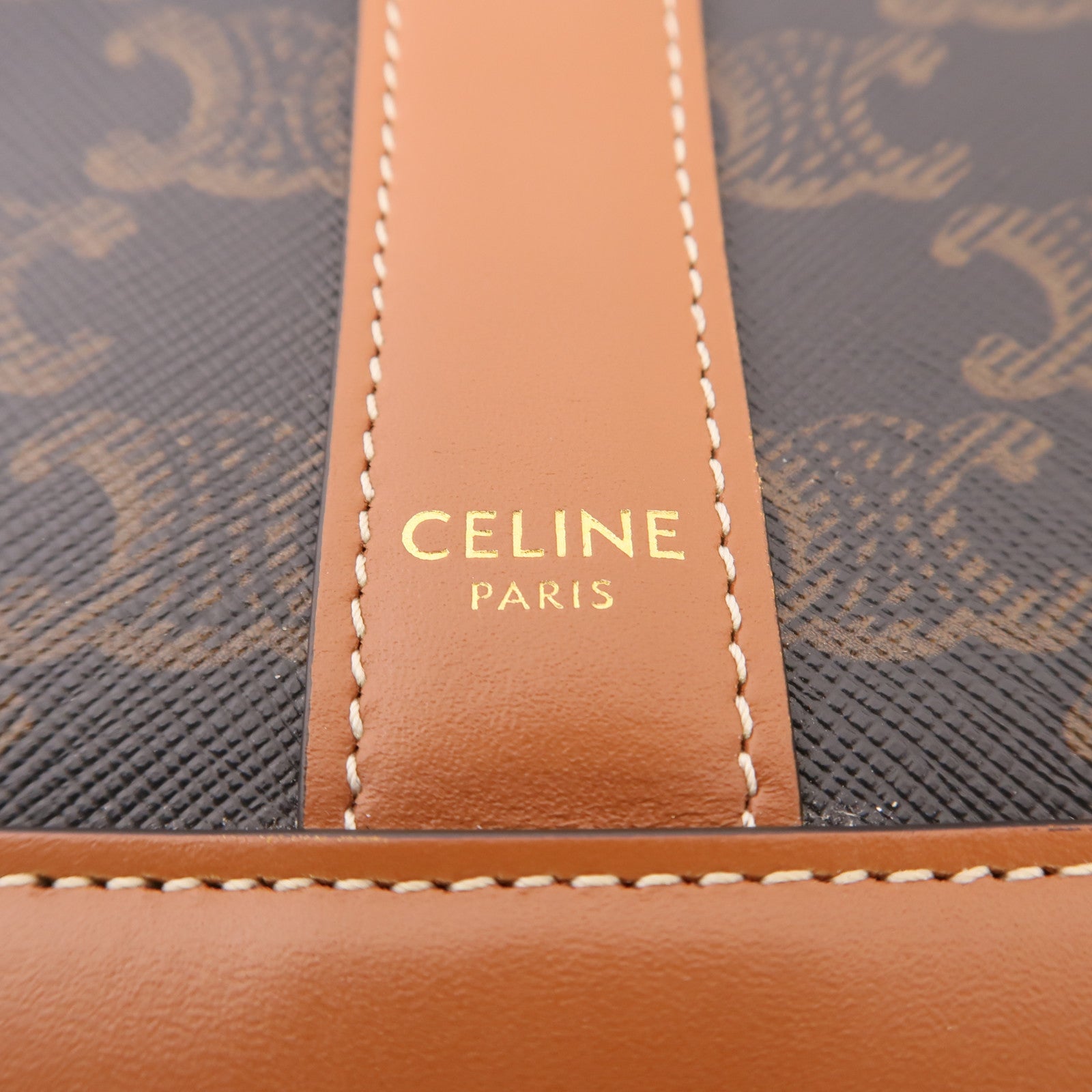 CELINE 塗層帆布Triomphe Bucket金扣肩背袋