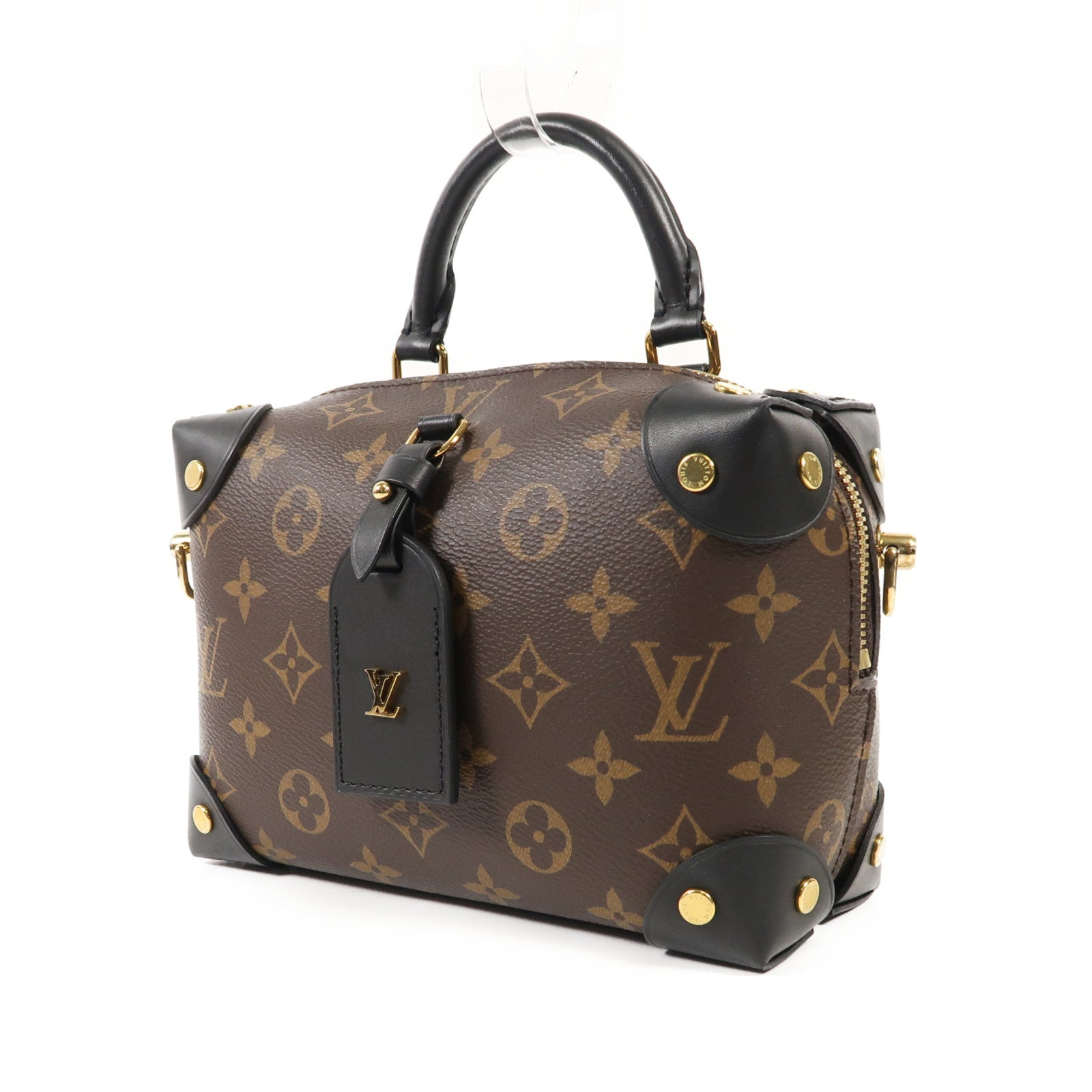 LOUIS VUITTON Monogram Petite Malle Souple金扣手挽肩背兩用袋棕色