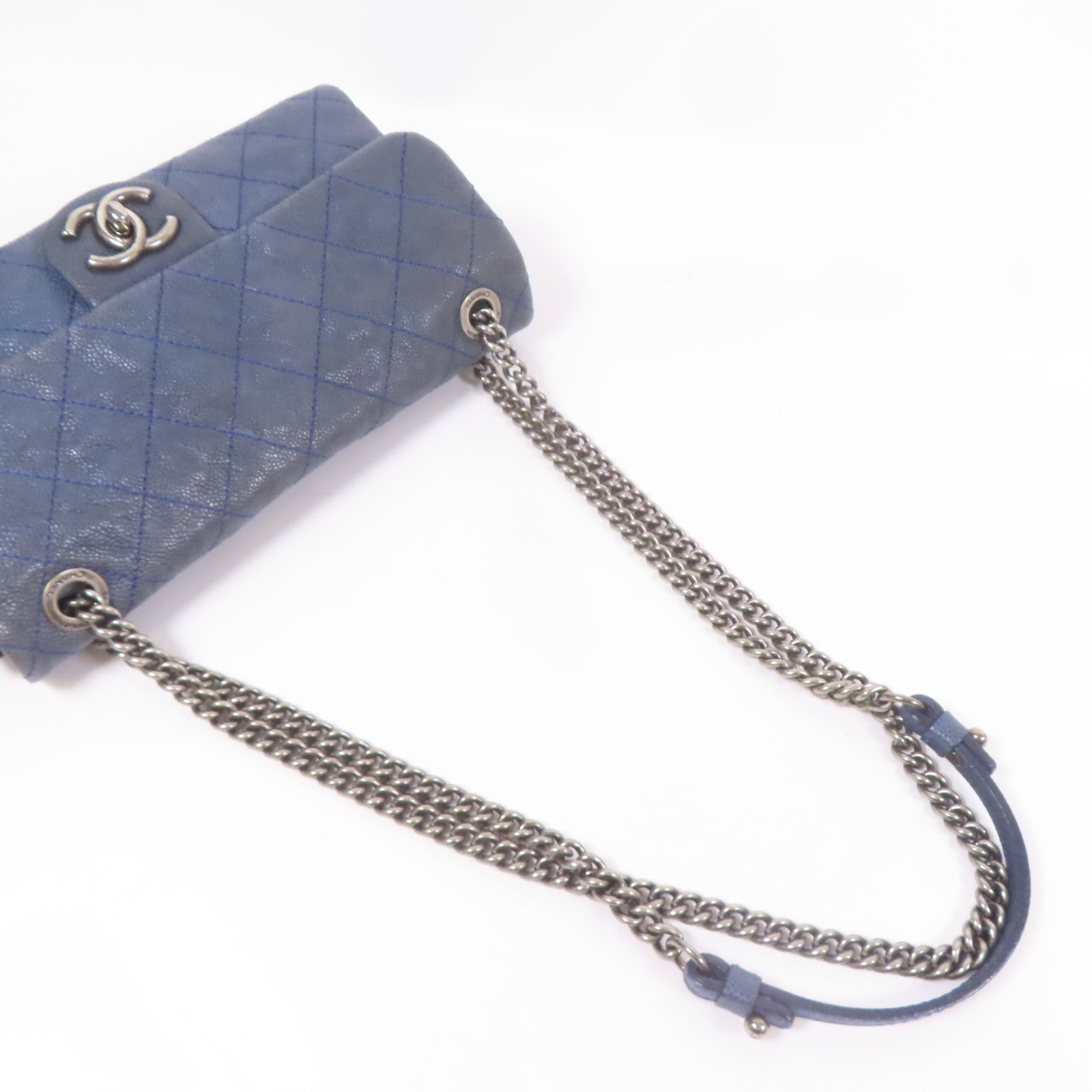 CHANEL 牛皮皮革Shoulder Bag銀扣鏈帶肩背袋