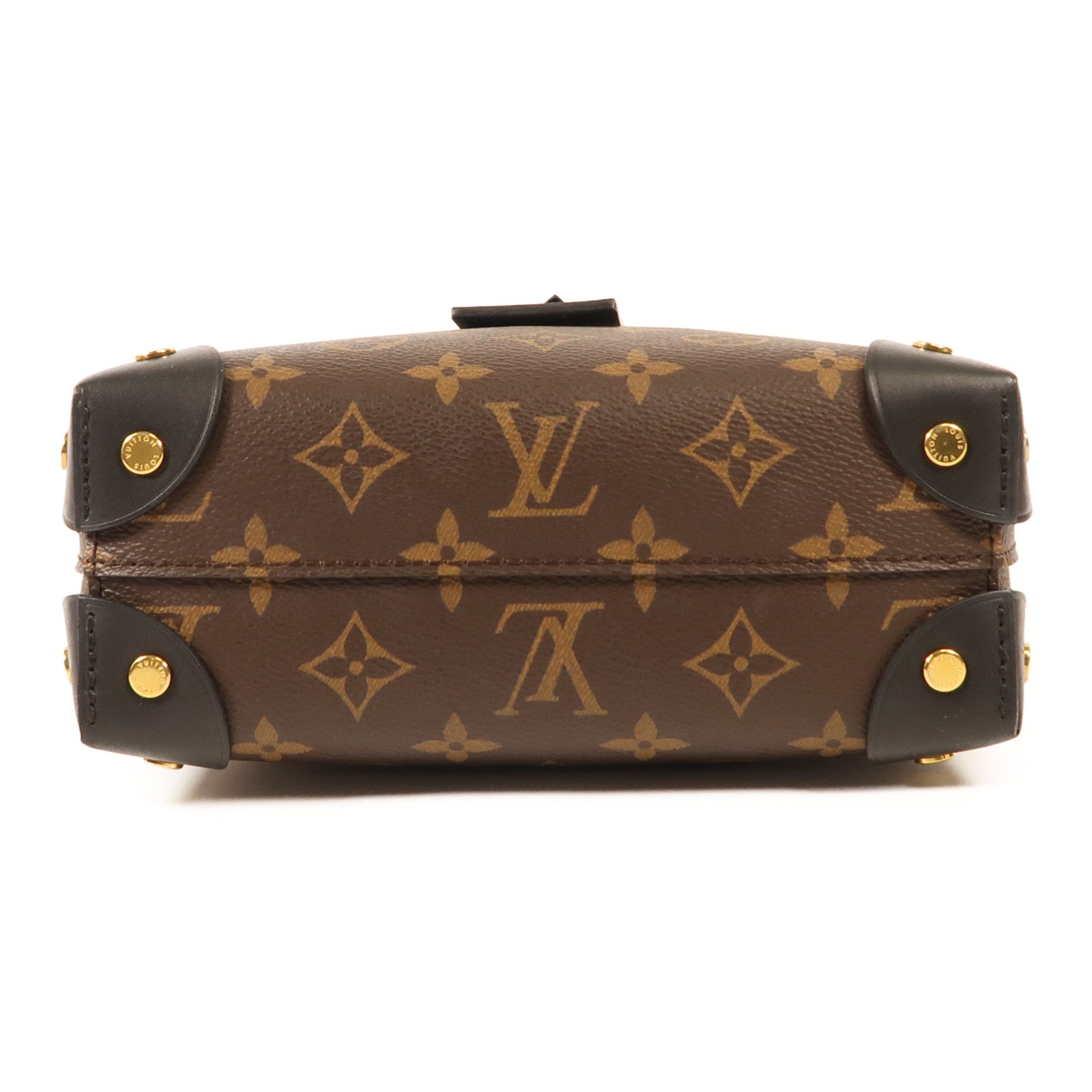 LOUIS VUITTON Monogram Petite Malle Souple金扣手挽肩背兩用袋棕色