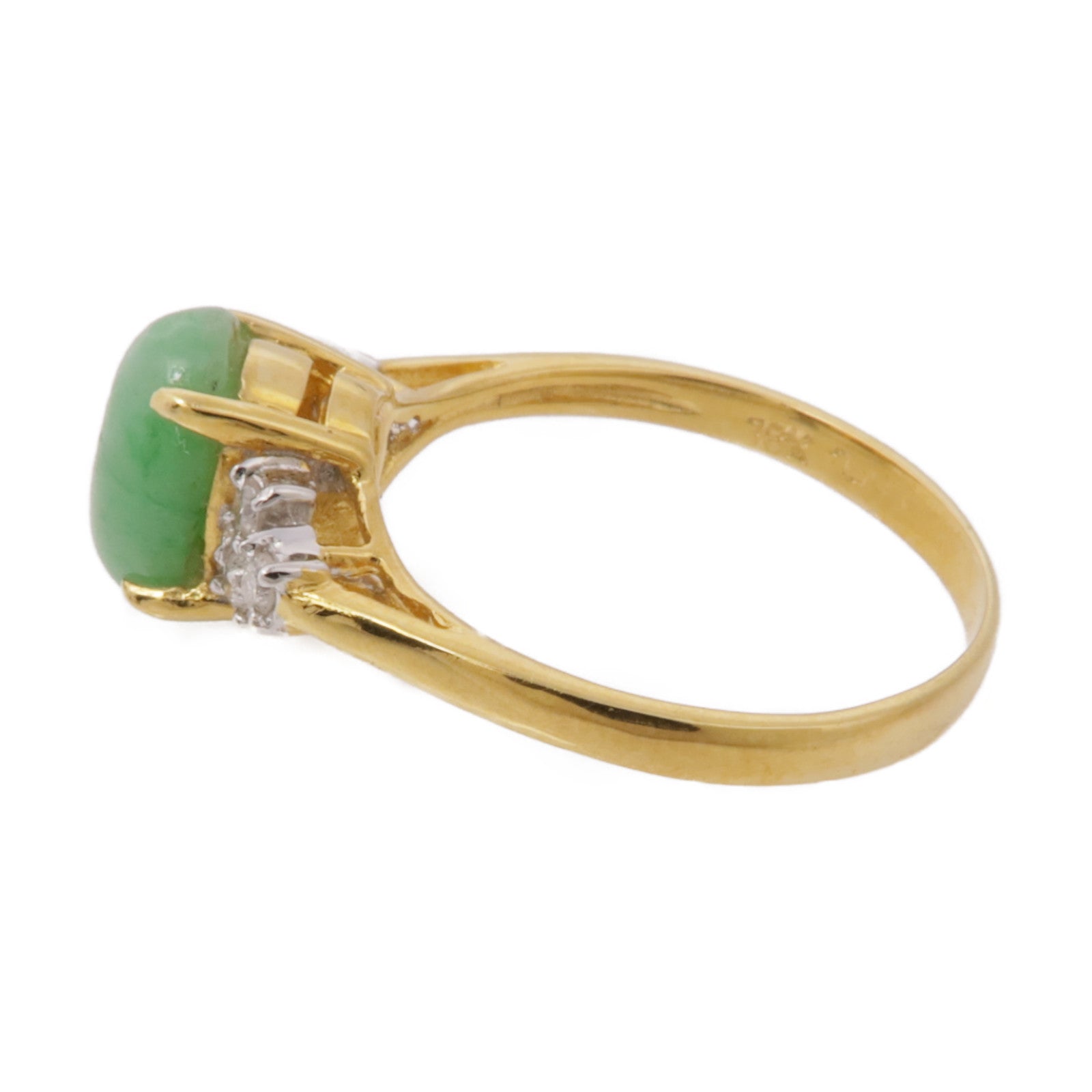 JEWELRY 18K黃金Jade/Diamond Ring翡翠/鑽石戒指US#5.75