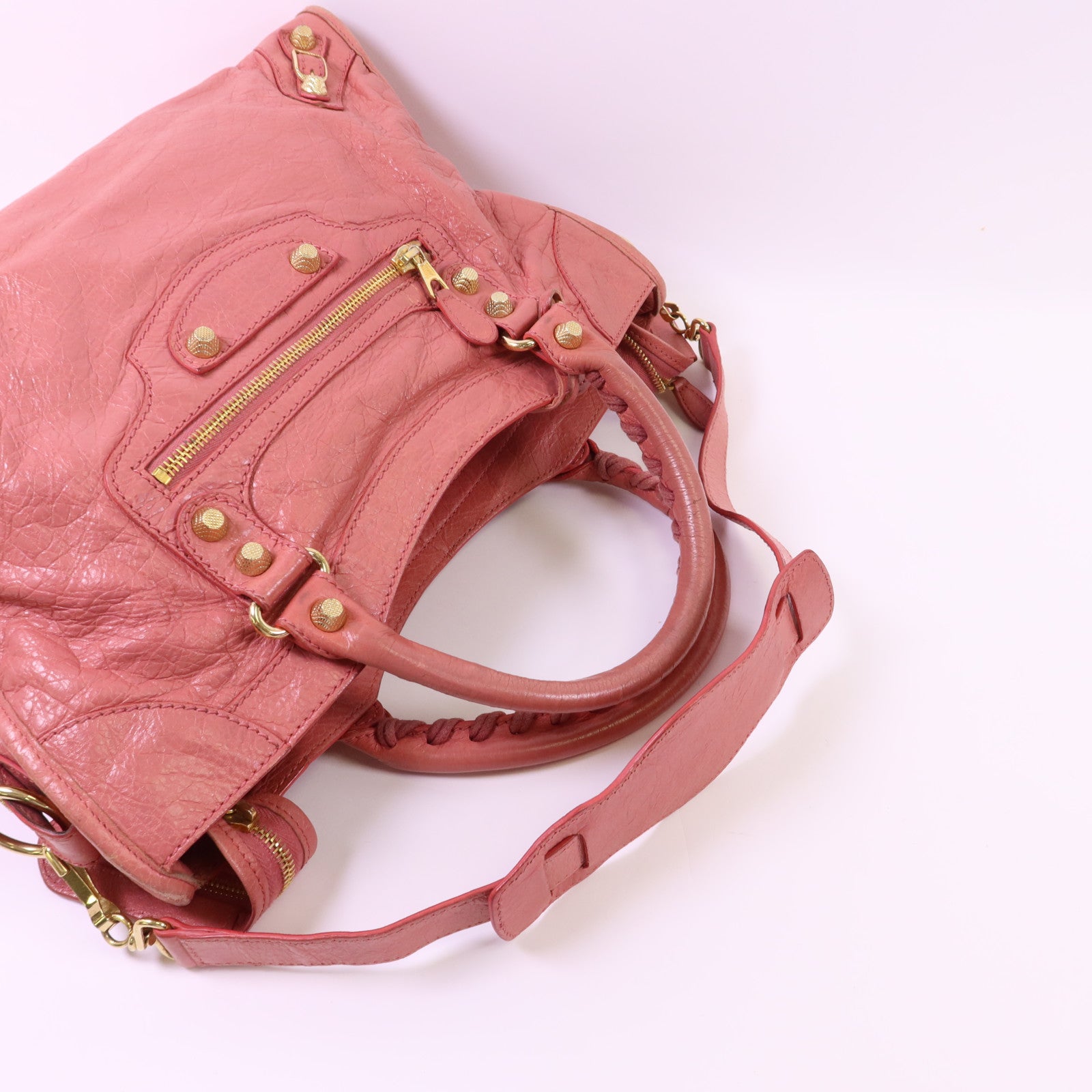 BALENCIAGA 牛皮皮革Motorcycle City Bag金扣肩背袋