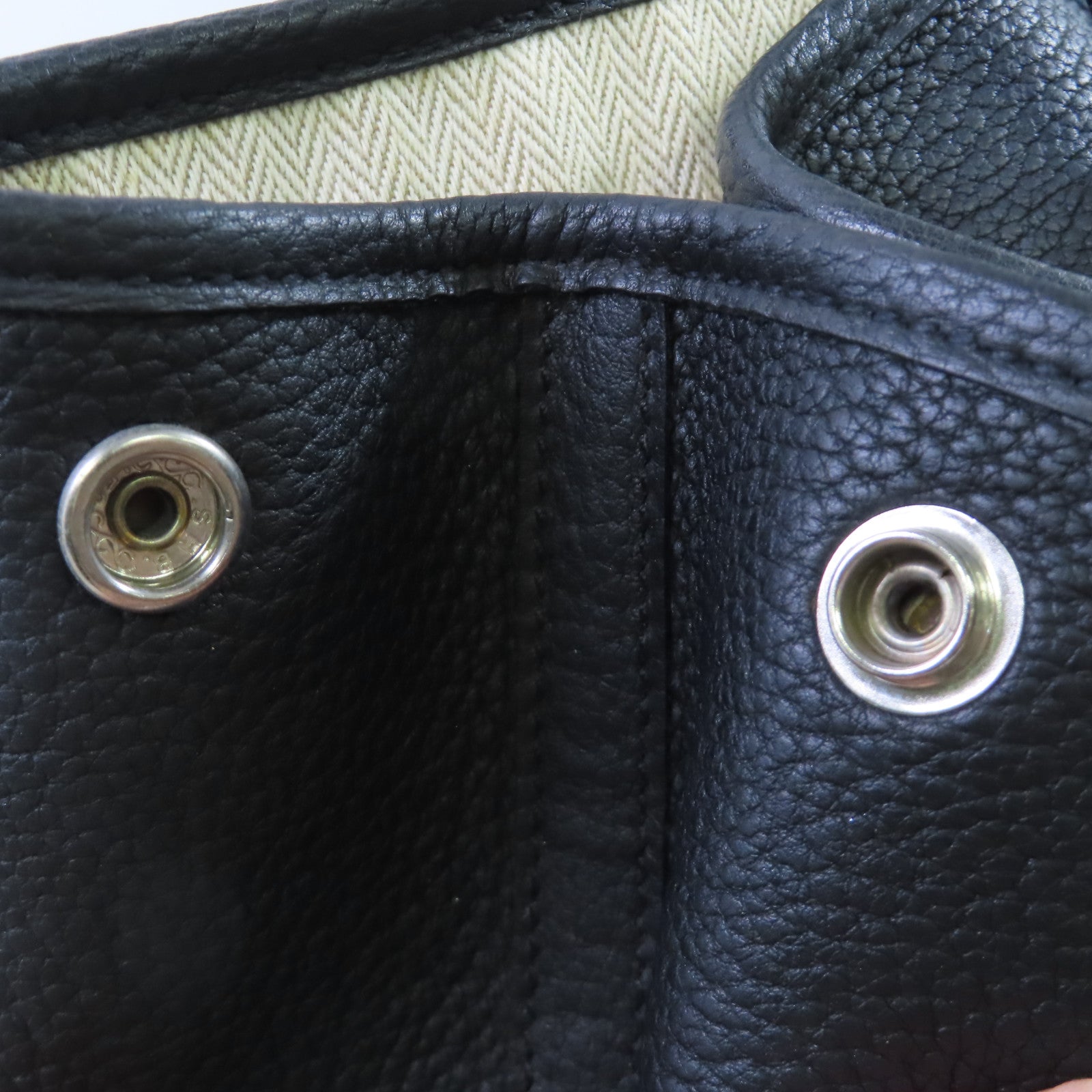 HERMES Negonda皮革Garden Party PM Tote Bag銀扣手挽袋89 Noir/黑色