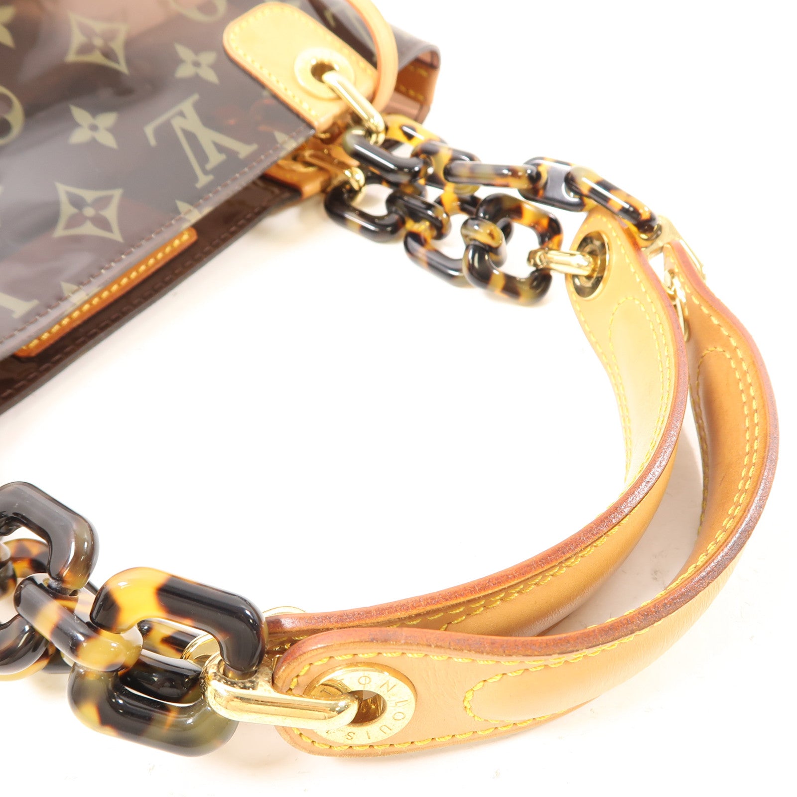 LOUIS VUITTON Monogram Vinyl Cabas Ambre PM金扣手挽袋棕色