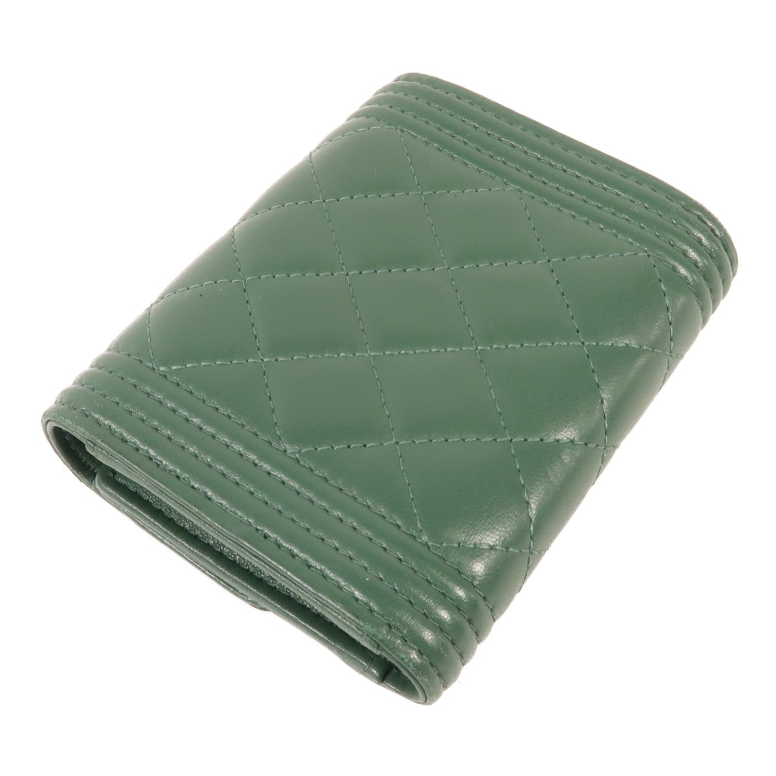 CHANEL 【激減優惠】羊皮皮革Boy Chanel Three-fold Wallet金扣錢包