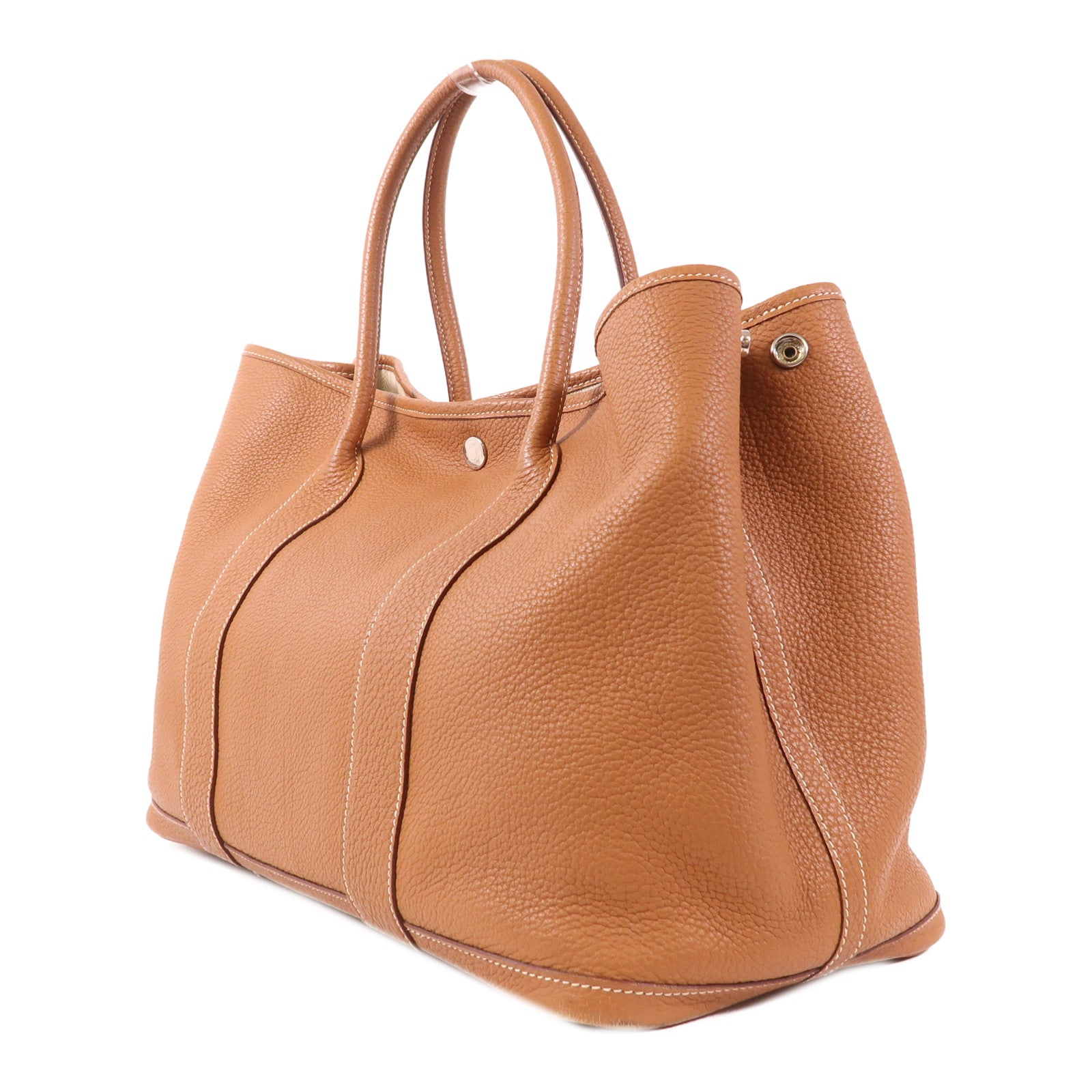 HERMES Negonda皮革Garden Party PM銀扣手挽袋Gold