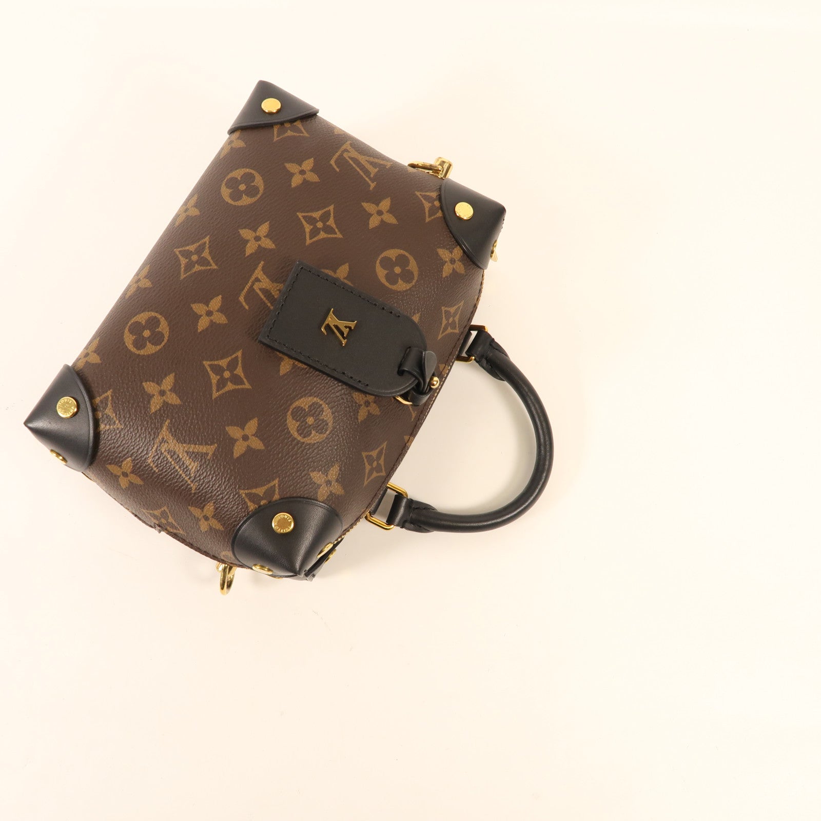LOUIS VUITTON Monogram Petite Malle Souple金扣手挽肩背兩用袋棕色