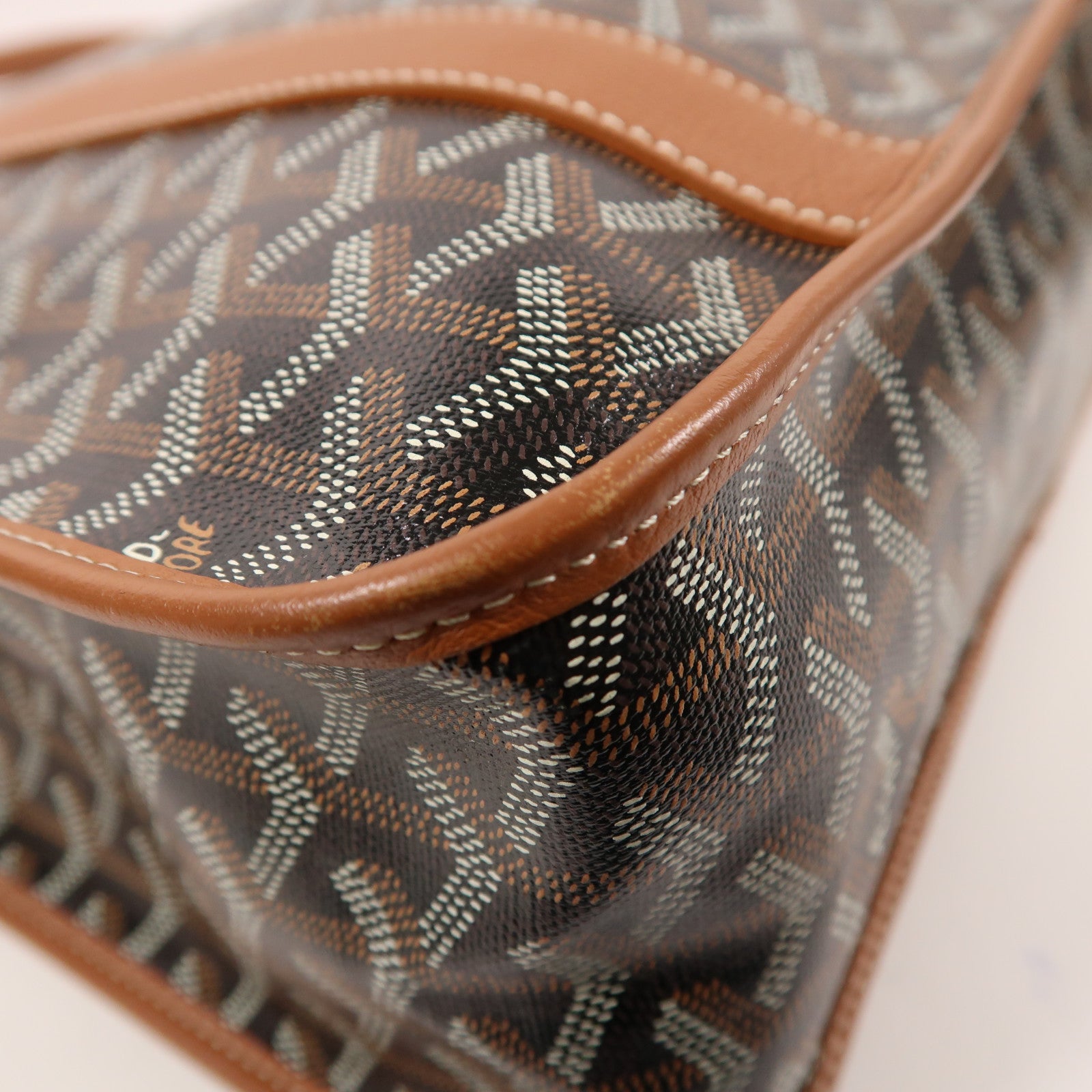 GOYARD 塗層帆布/皮革Bourgogne銀扣肩背袋/手挽袋