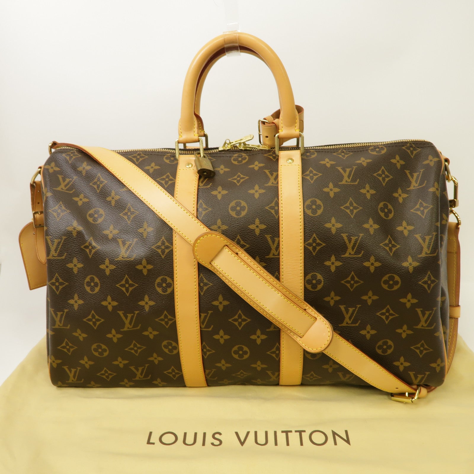 LOUIS VUITTON Monogram Keepall 45 Bandouliere金扣手挽肩背兩用袋啡色
