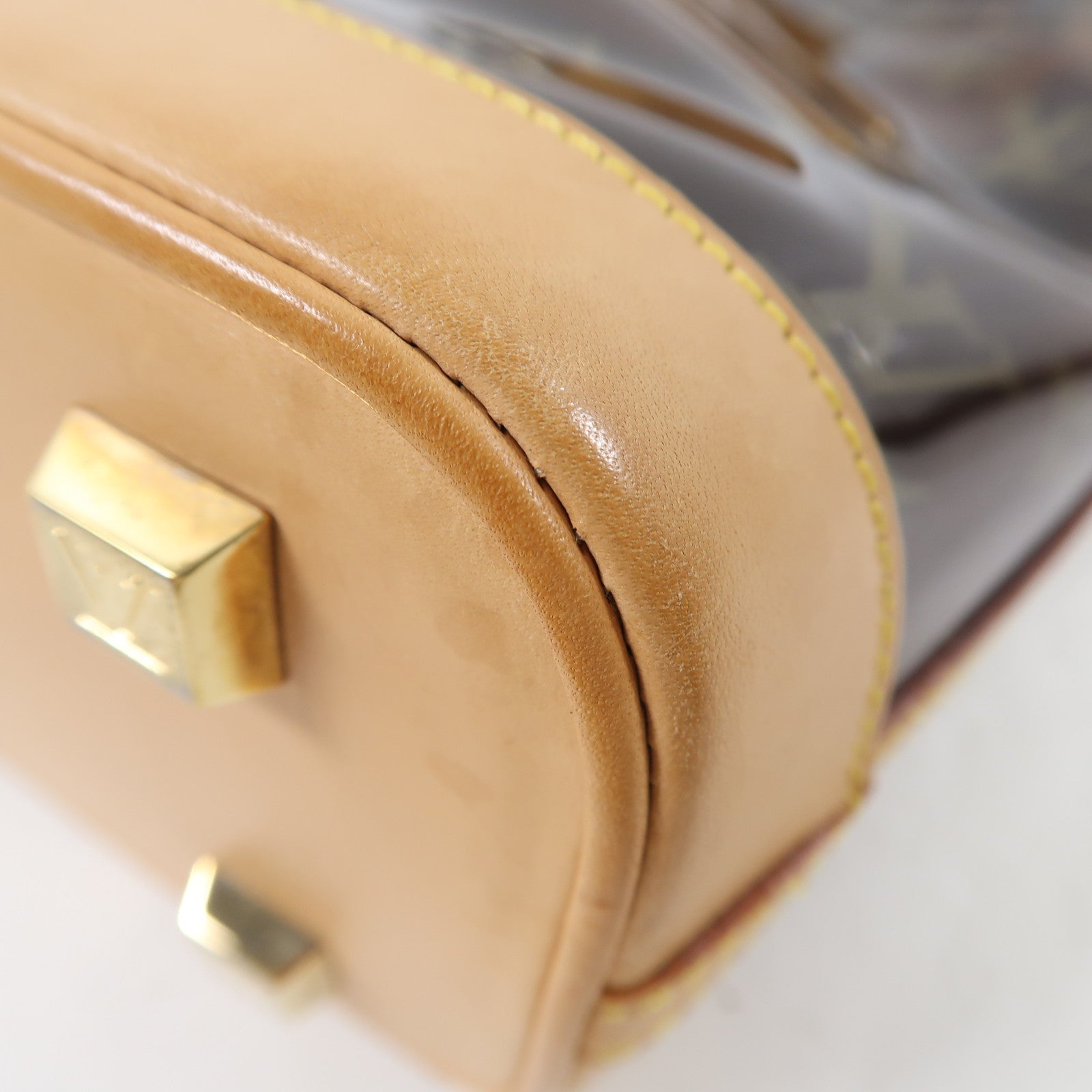 LOUIS VUITTON Monogram Vinyl Cabas Ambre PM金扣手挽袋棕色