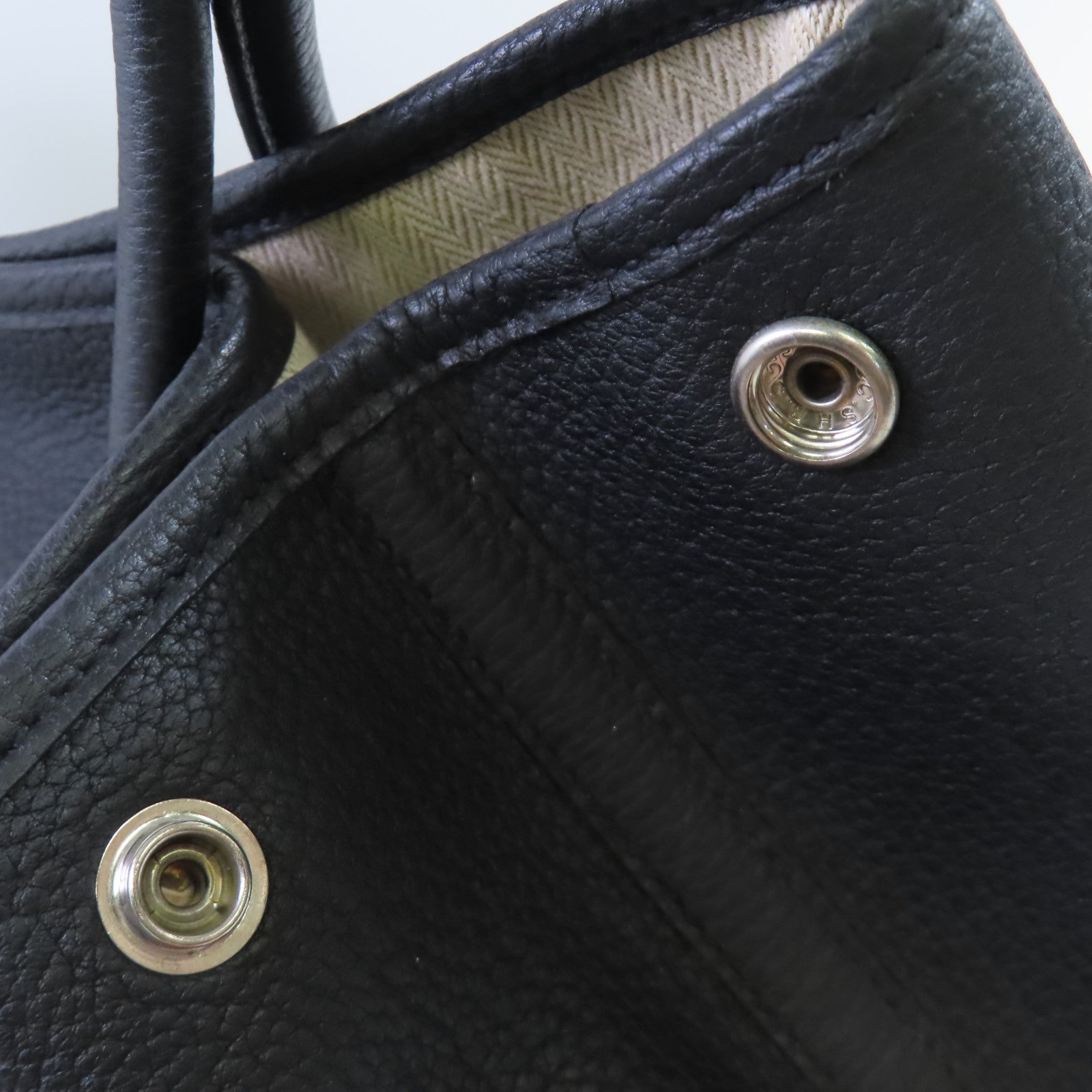 HERMES Negonda皮革Garden Party PM Tote Bag銀扣手挽袋89 Noir/黑色