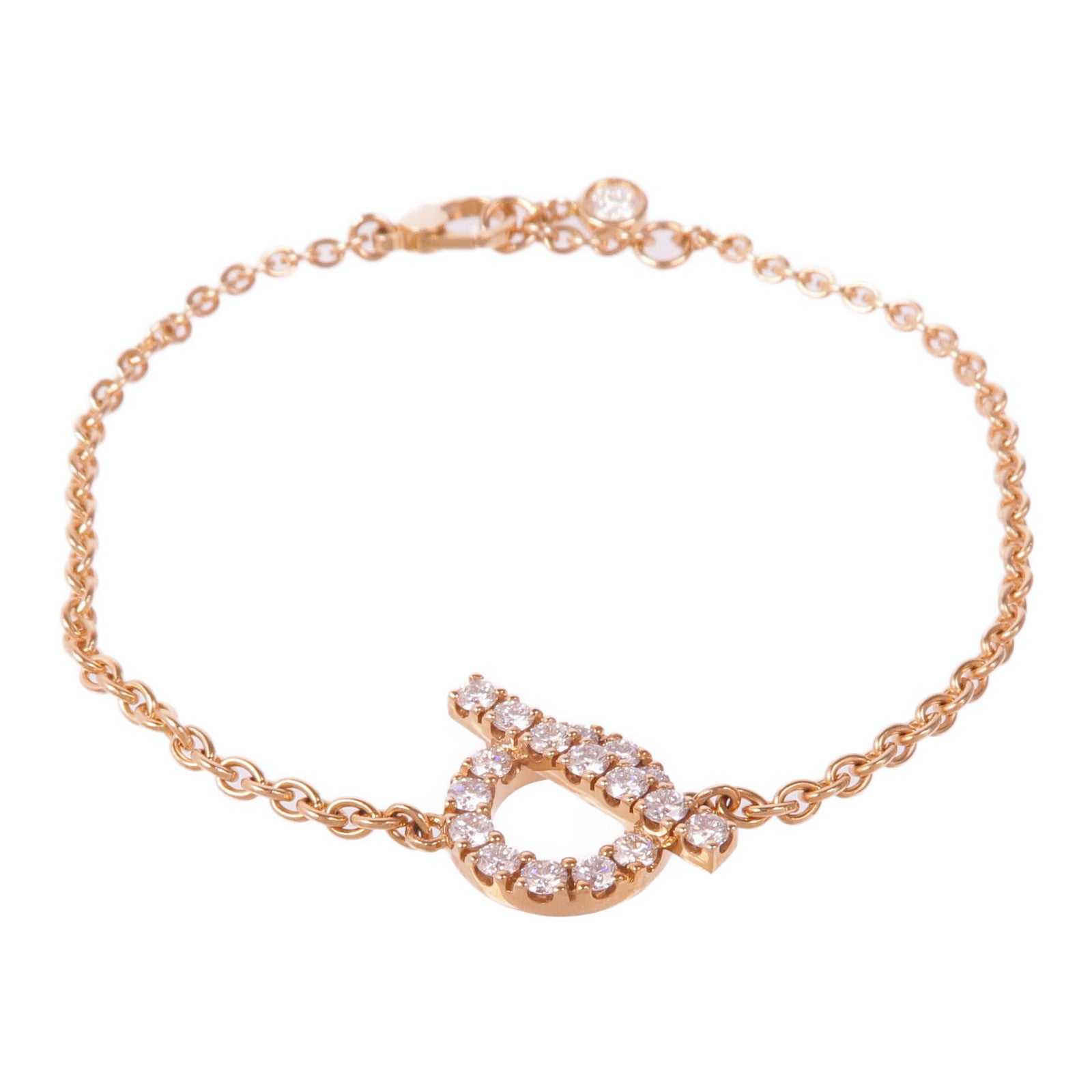 HERMES 18K玫瑰金Finesse Bracelet鑽石手鏈