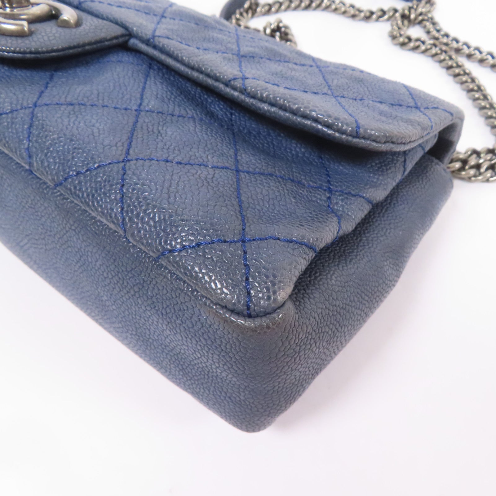 CHANEL 牛皮皮革Shoulder Bag銀扣鏈帶肩背袋