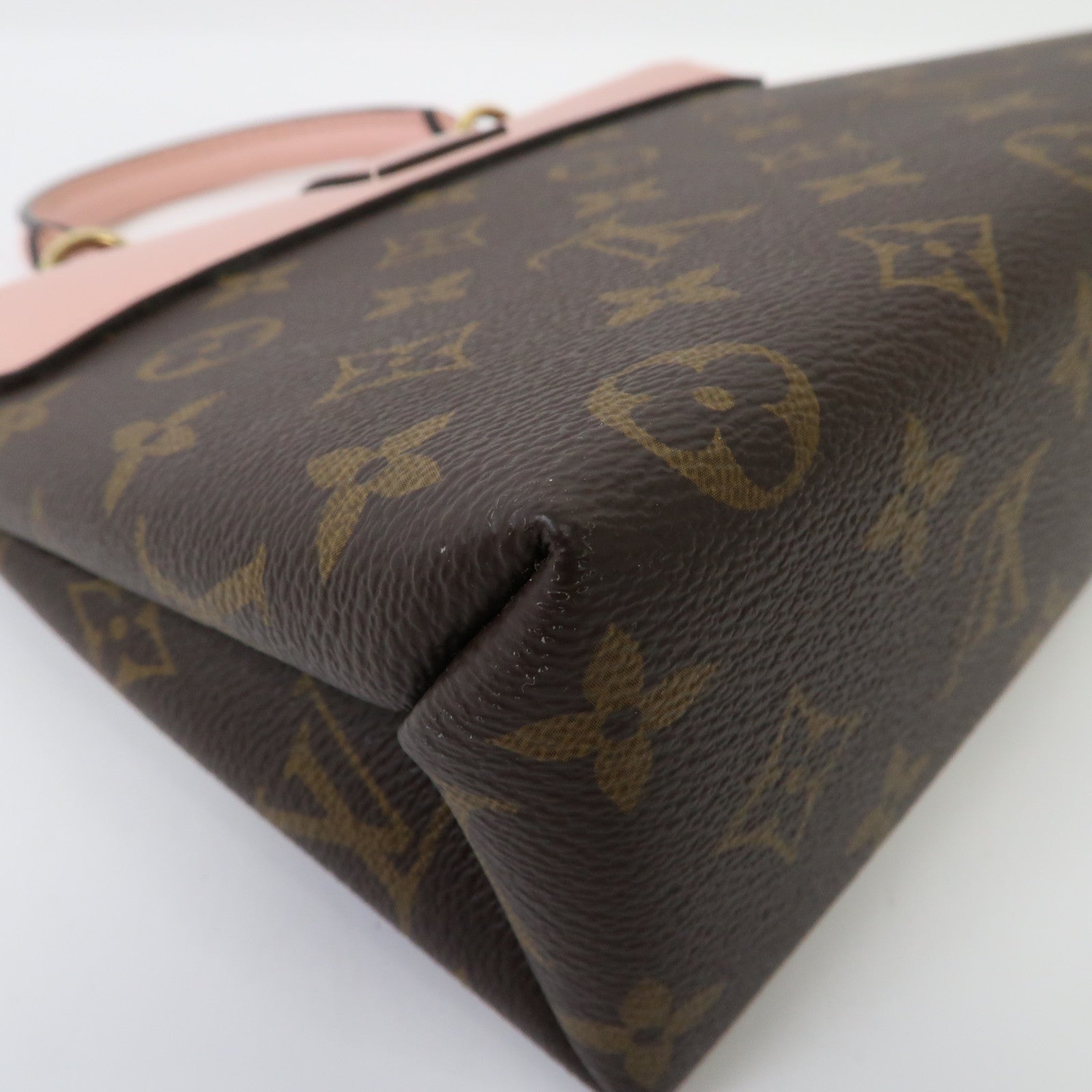 LOUIS VUITTON Monogram/牛皮皮革Locky BB金扣手挽肩背兩用袋玫瑰粉紅色/啡色