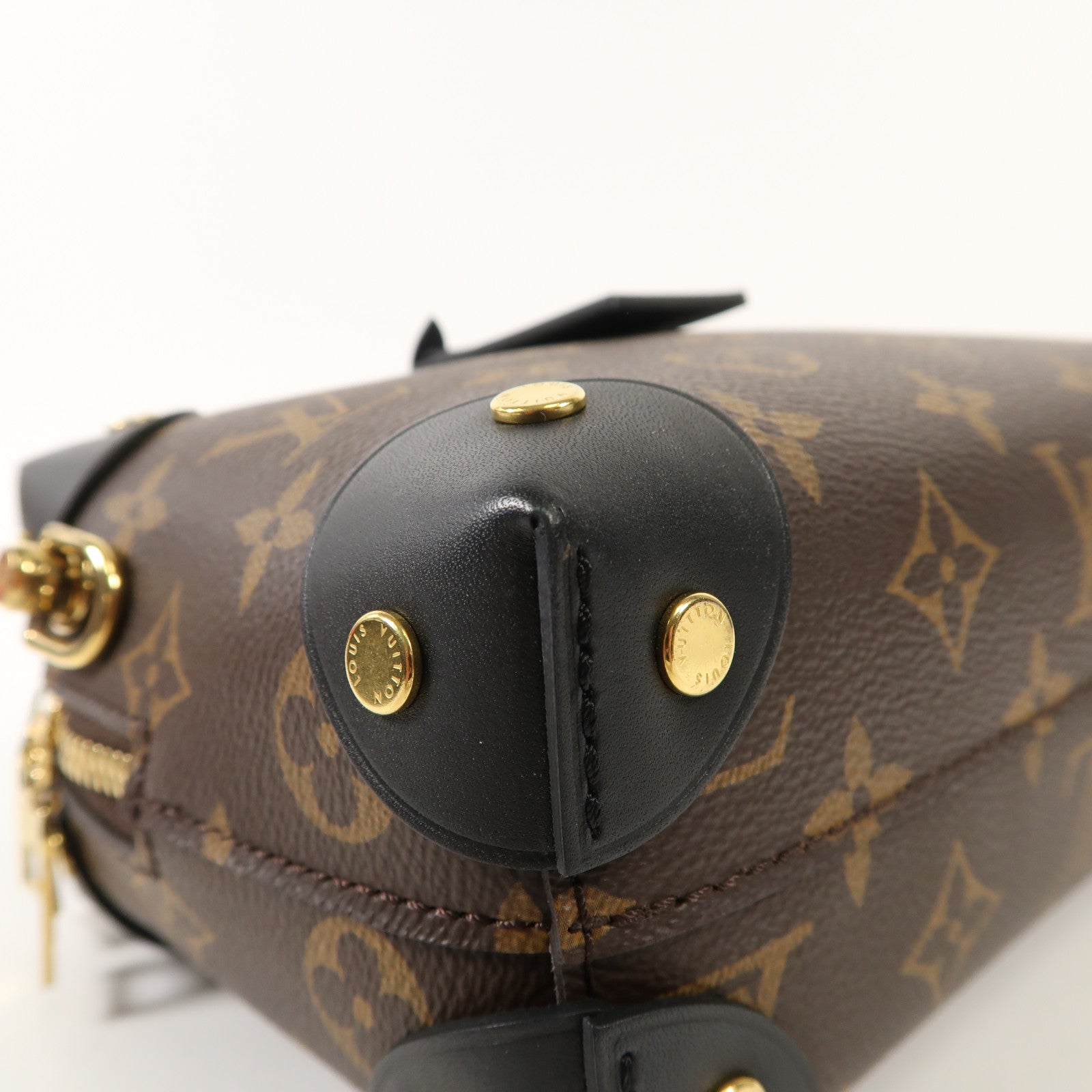 LOUIS VUITTON Monogram Petite Malle Souple金扣手挽肩背兩用袋棕色