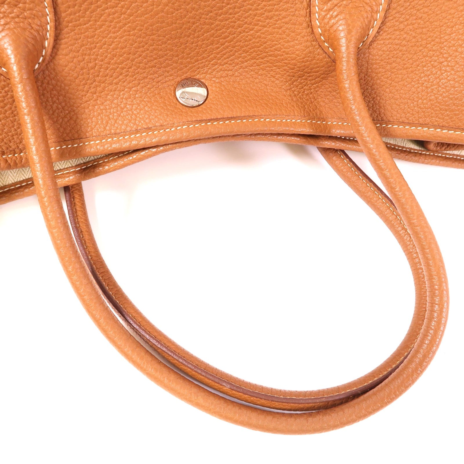 HERMES Negonda皮革Garden Party PM銀扣手挽袋Gold