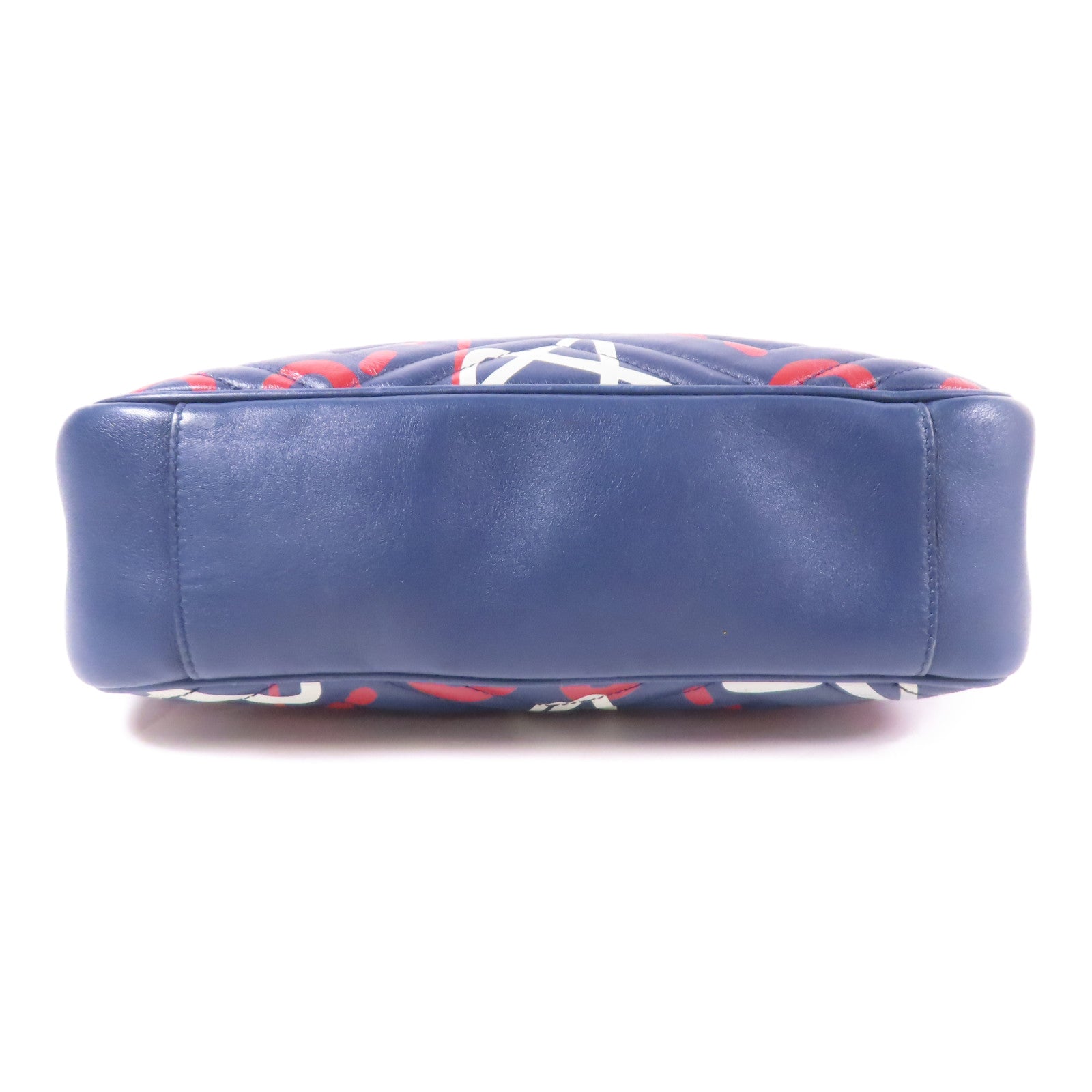 GUCCI GG GHW Chain Shoulder Bag 443499 Calfskin Leather Navy