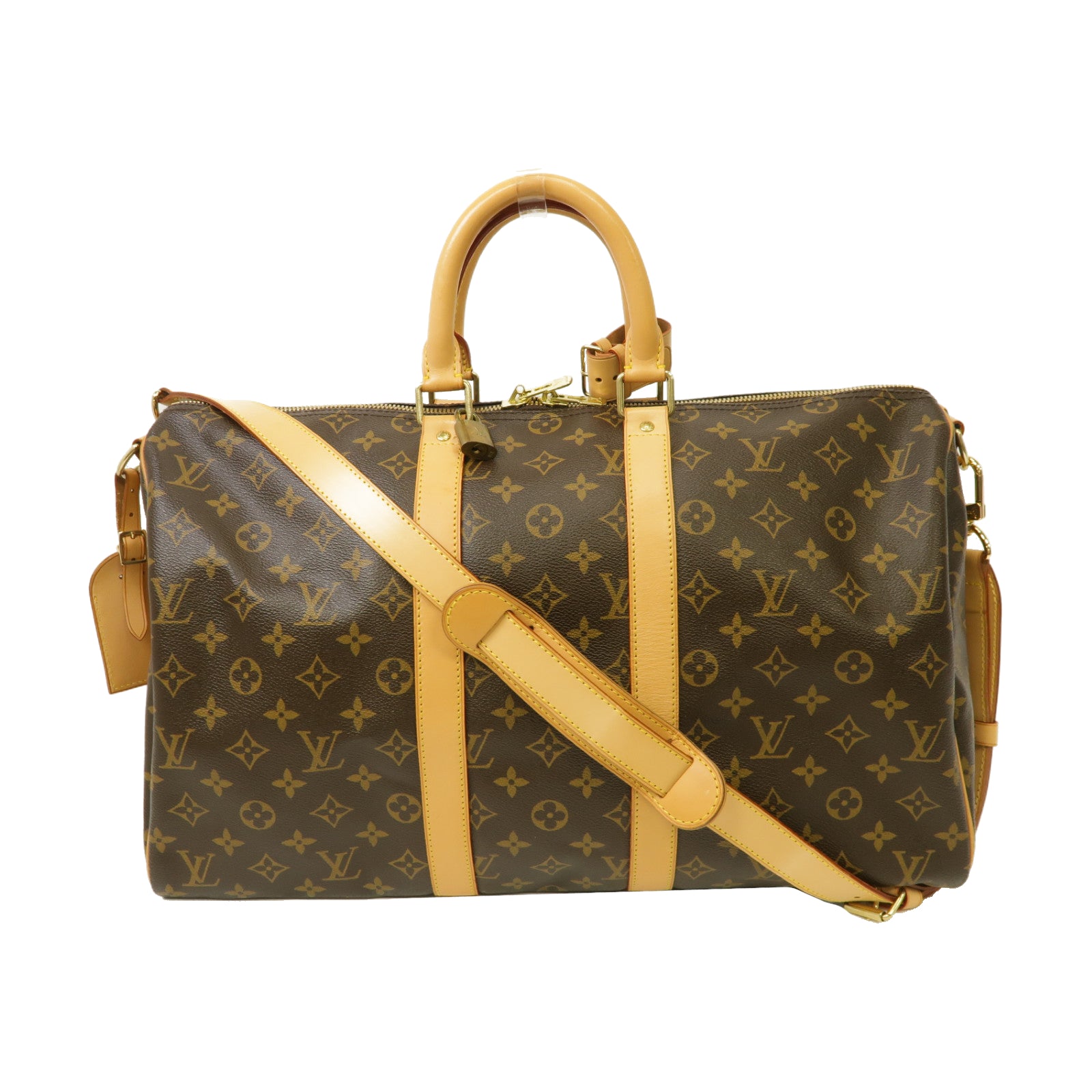 LOUIS VUITTON Monogram Keepall 45 Bandouliere金扣手挽肩背兩用袋啡色