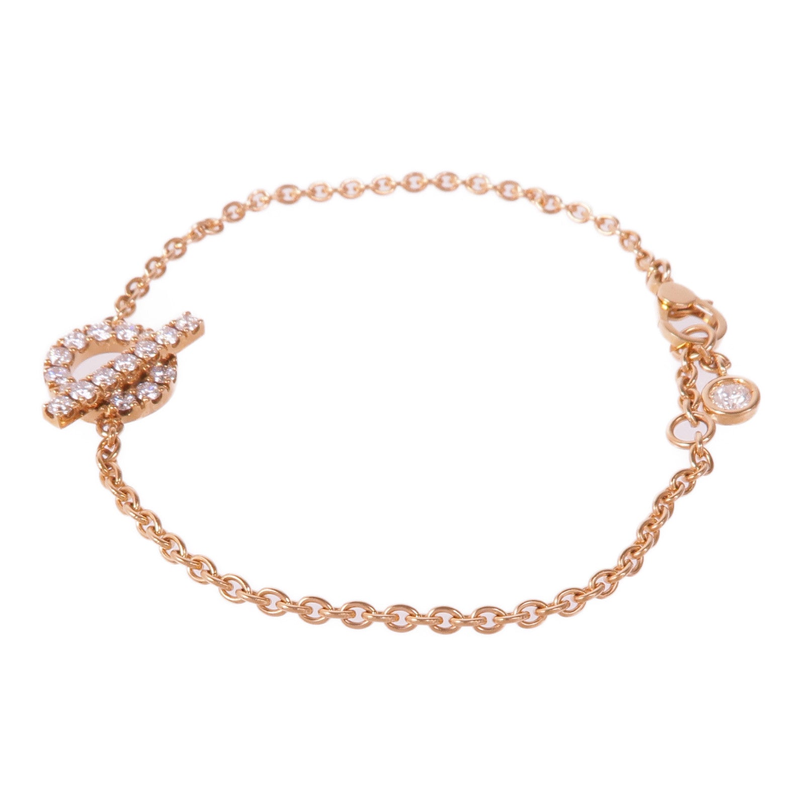 HERMES 18K玫瑰金Finesse Bracelet鑽石手鏈