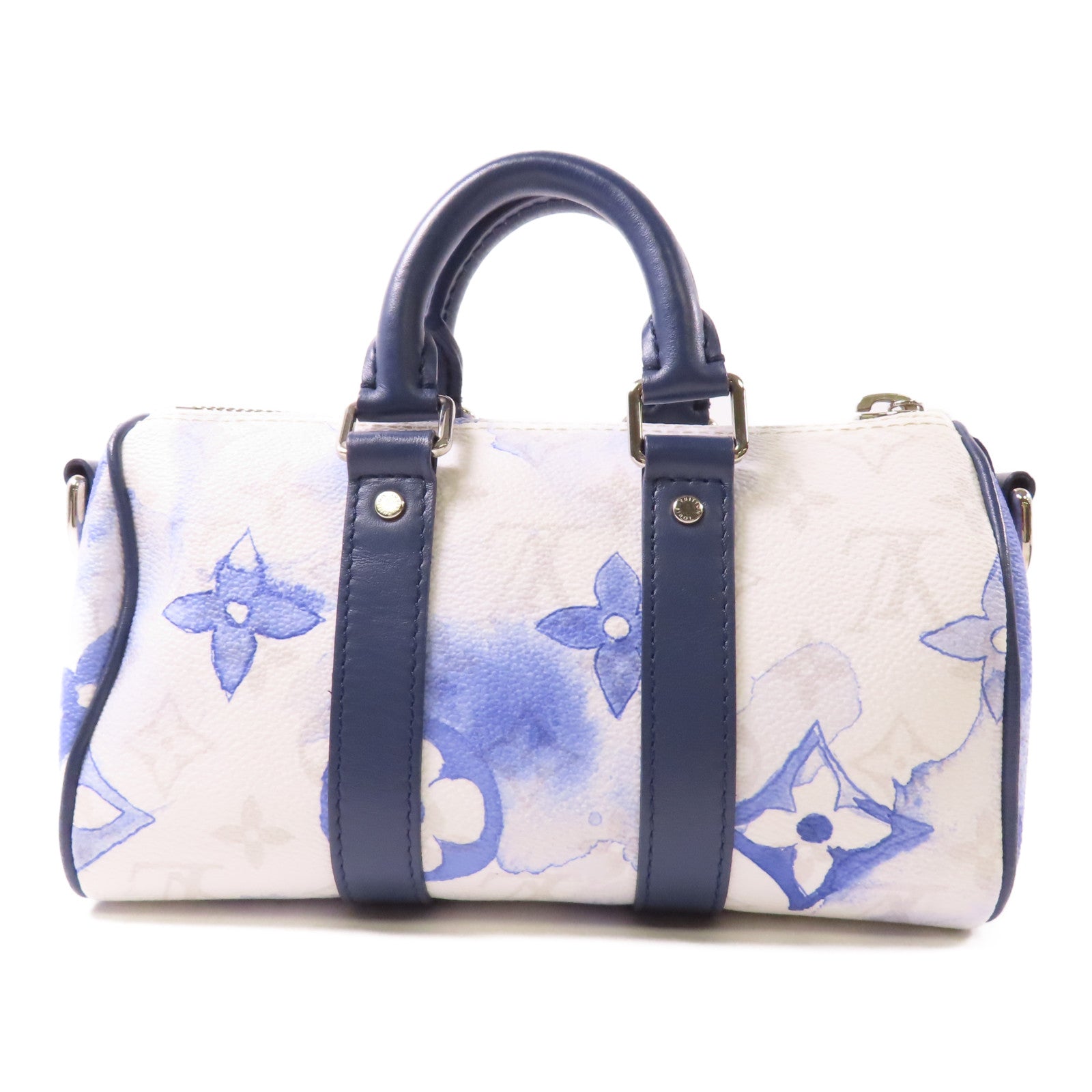 LOUIS VUITTON Watercolor Monogram Keepall XS銀扣手挽肩背兩用袋白色/藍色