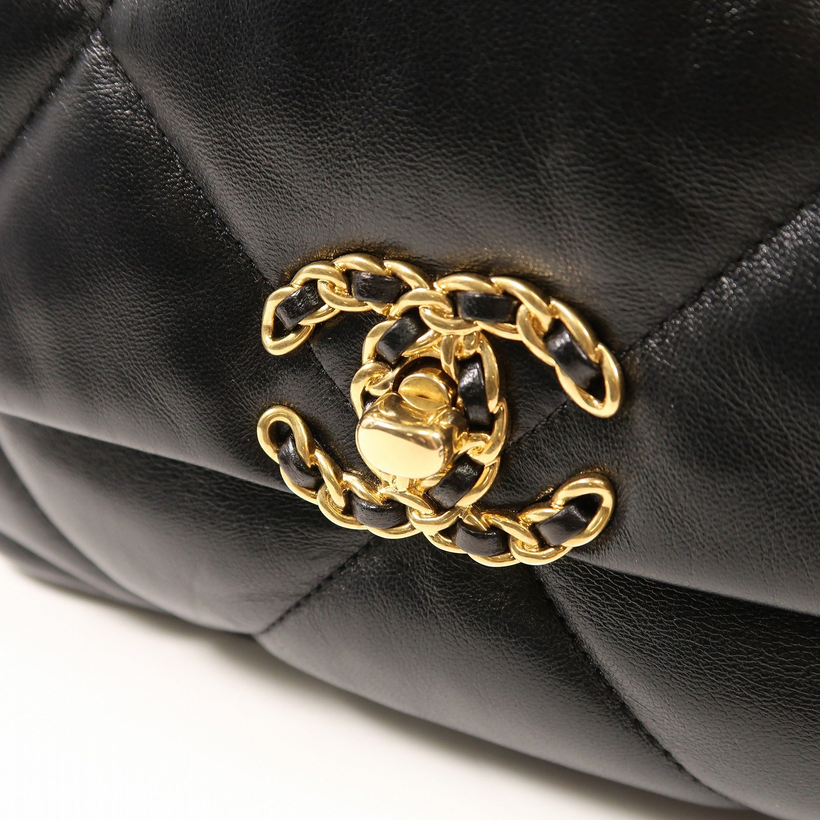 CHANEL 羊皮皮革Chanel 19 Small金扣鏈帶手挽肩背兩用袋