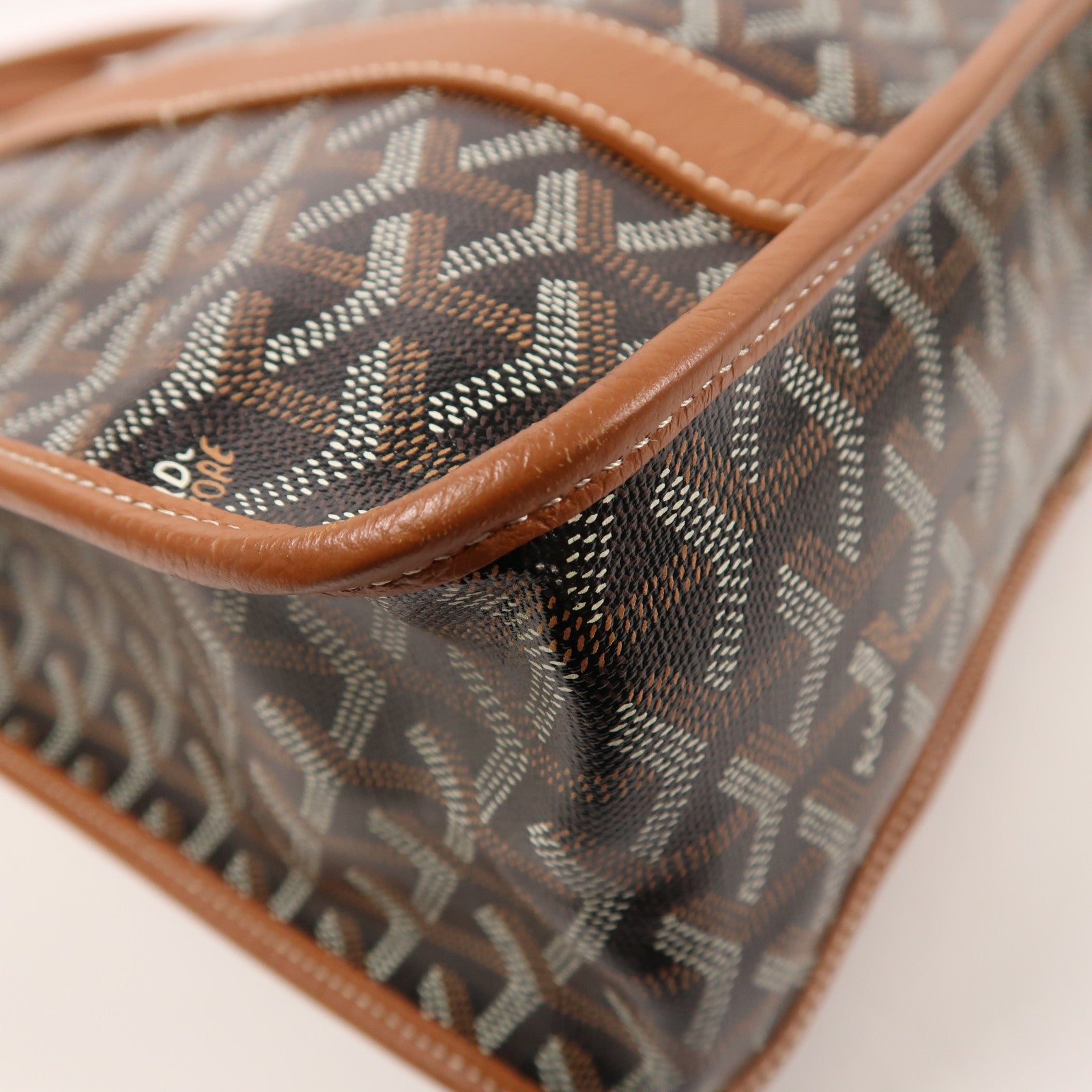 GOYARD 塗層帆布/皮革Bourgogne銀扣肩背袋/手挽袋