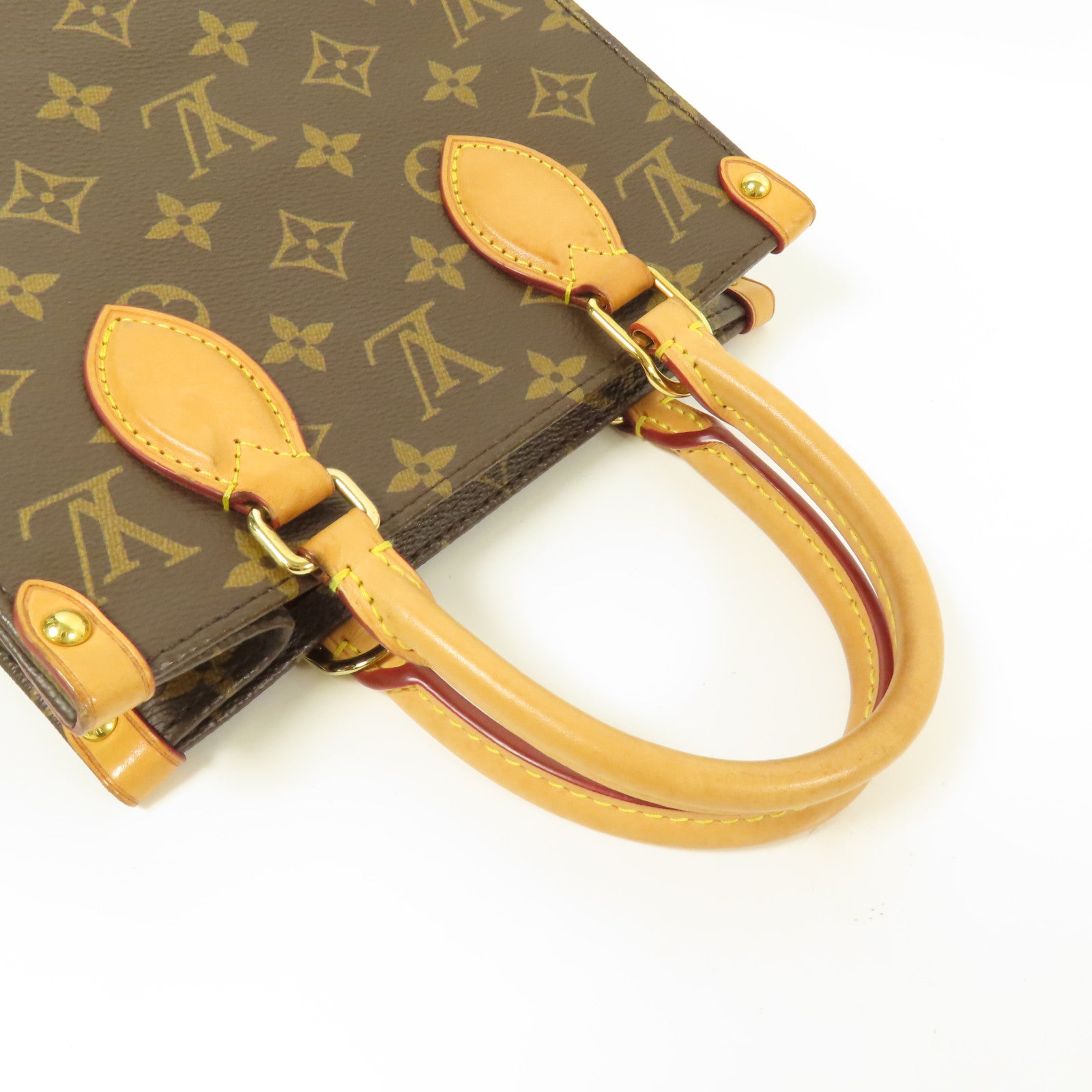 LOUIS VUITTON Monogram Sac Plat BB金扣手挽肩背兩用袋棕色