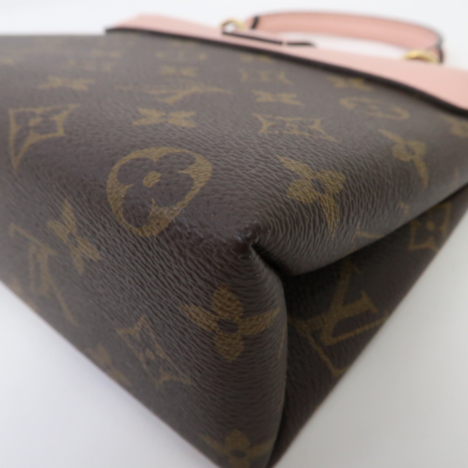 LOUIS VUITTON Monogram/牛皮皮革Locky BB金扣手挽肩背兩用袋玫瑰粉紅色/啡色