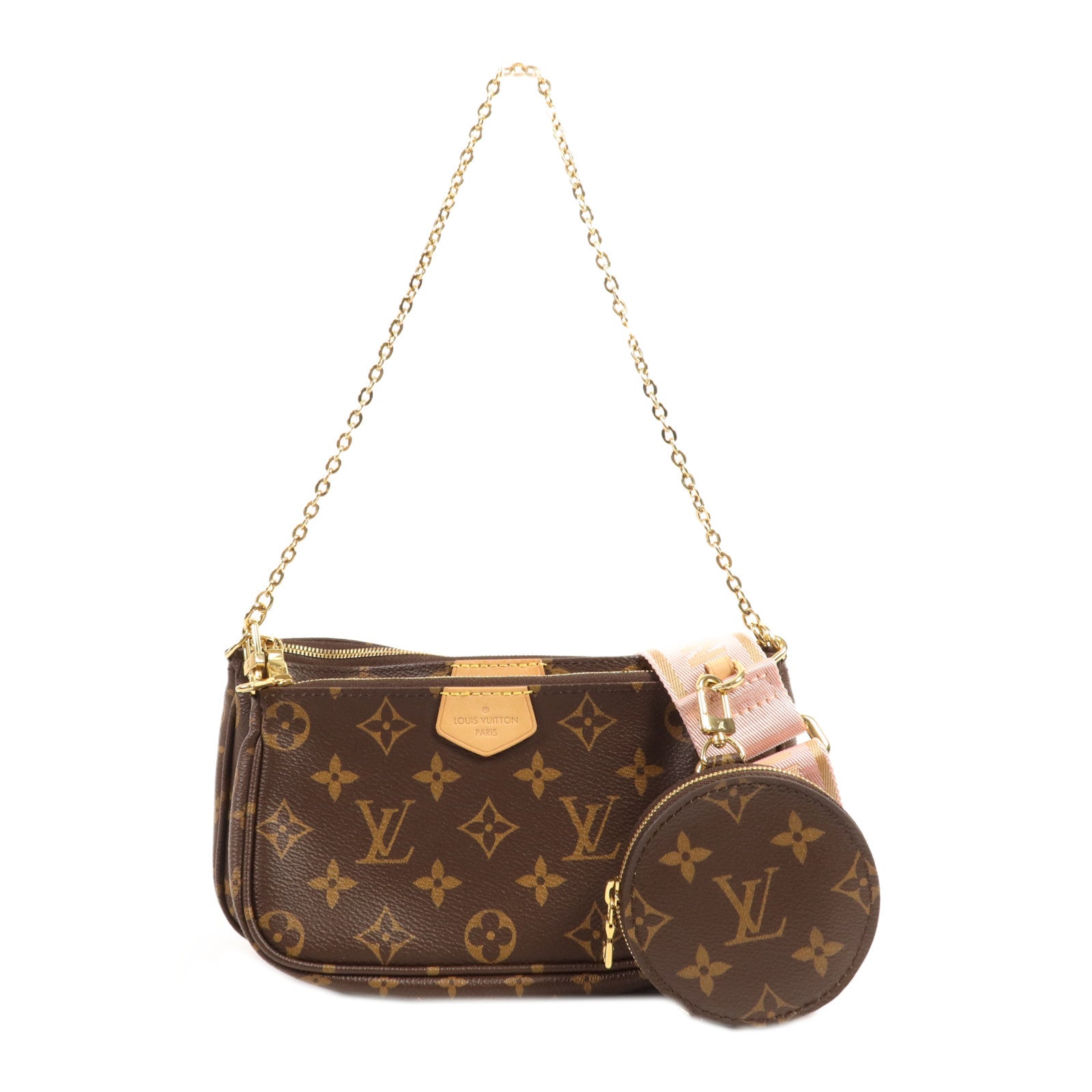 LOUIS VUITTON Monogram Multi Pochette Accessoires金扣手挽肩背兩用袋