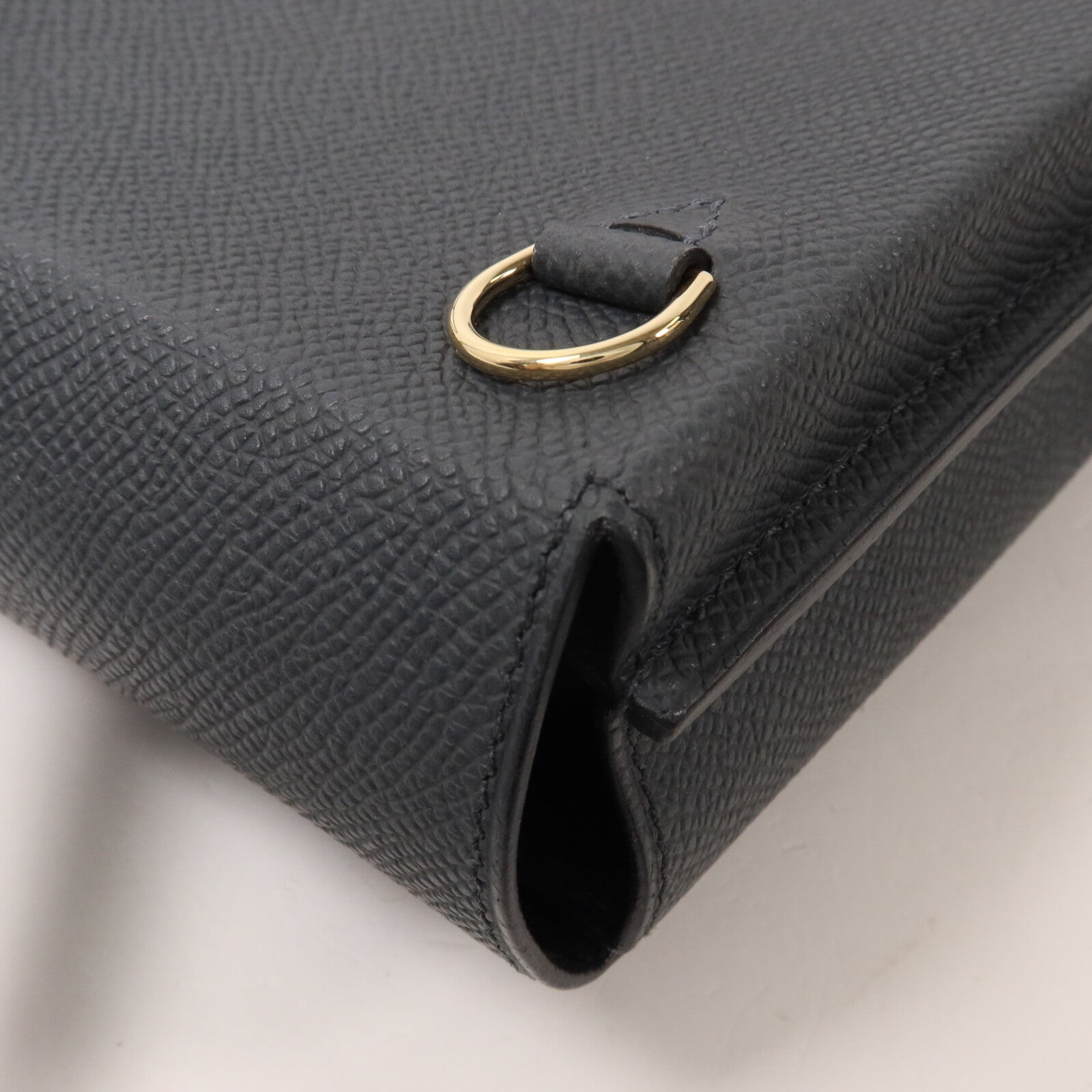 HERMES Epsom皮革Kelly Multipocket To Go Pouch肩背袋Gris Misty
