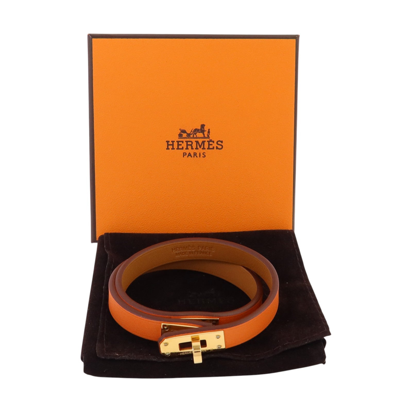 HERMES Swift皮革Mini Kelly Double Tour Bracelet金扣手鏈