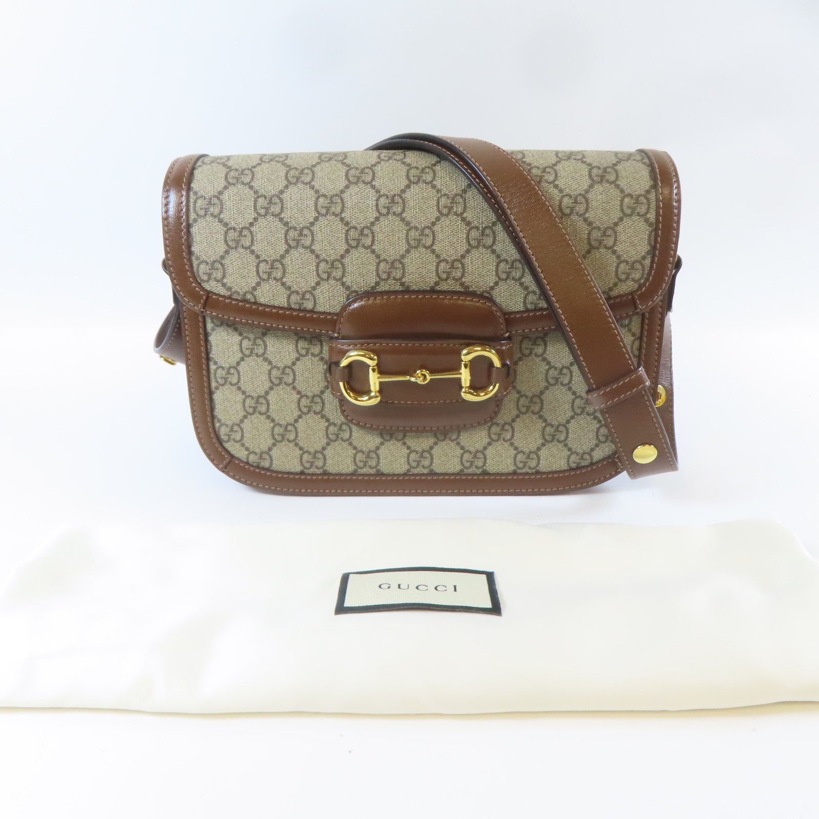 GUCCI 牛皮皮革Shoulder Bag金扣肩背袋啡色