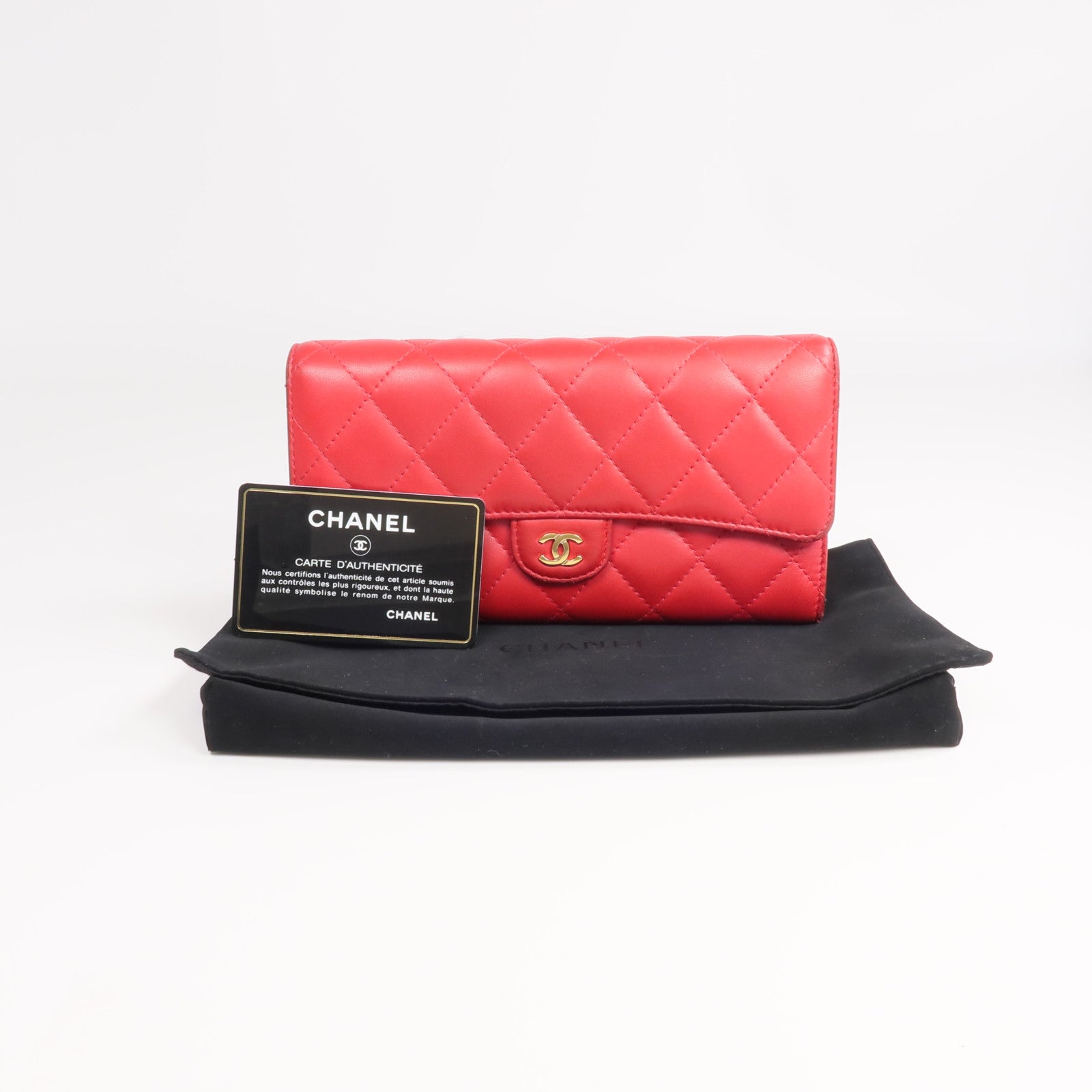 CHANEL 羊皮皮革Classic Long Flap Wallet金扣長錢包