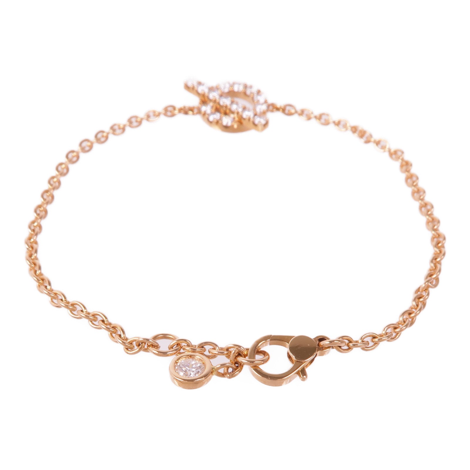 HERMES 18K玫瑰金Finesse Bracelet鑽石手鏈