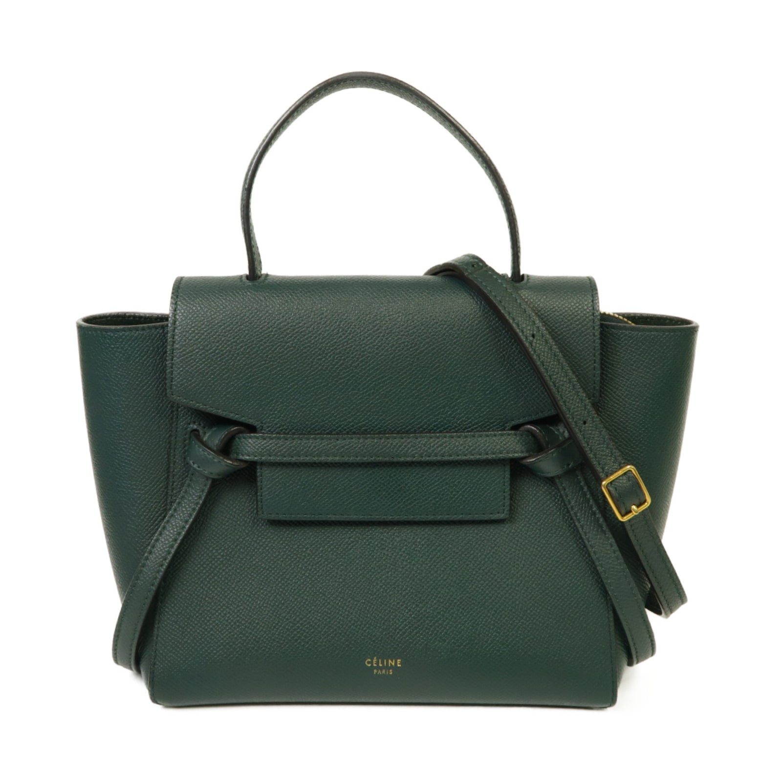 CELINE 牛皮皮革Nano Belt Bag金扣手挽肩背兩用袋綠色